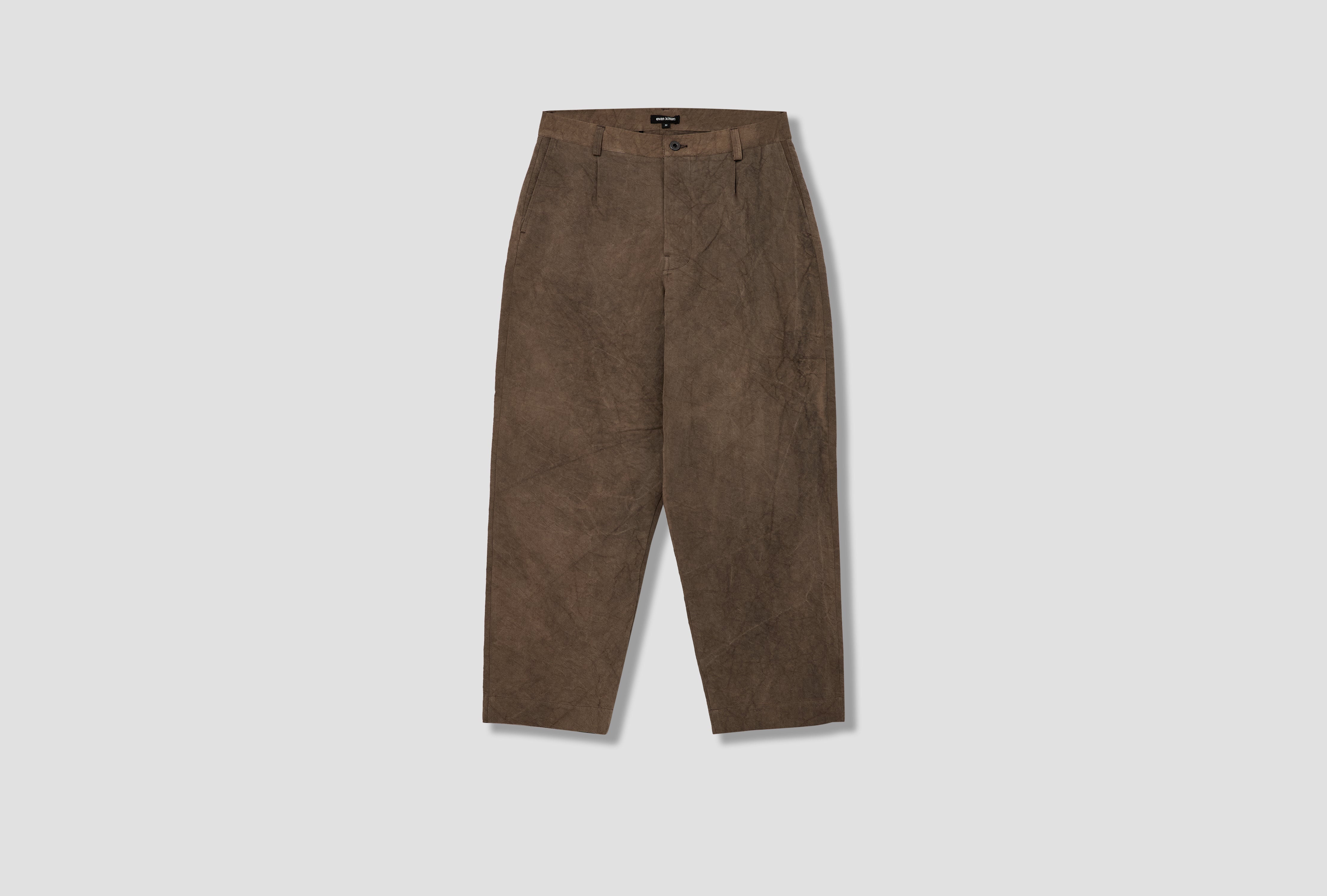 SINGLE PLEAT PANT - NATURAL DYE TWILL / BROWN (PERSIMMON/IRON DYE)