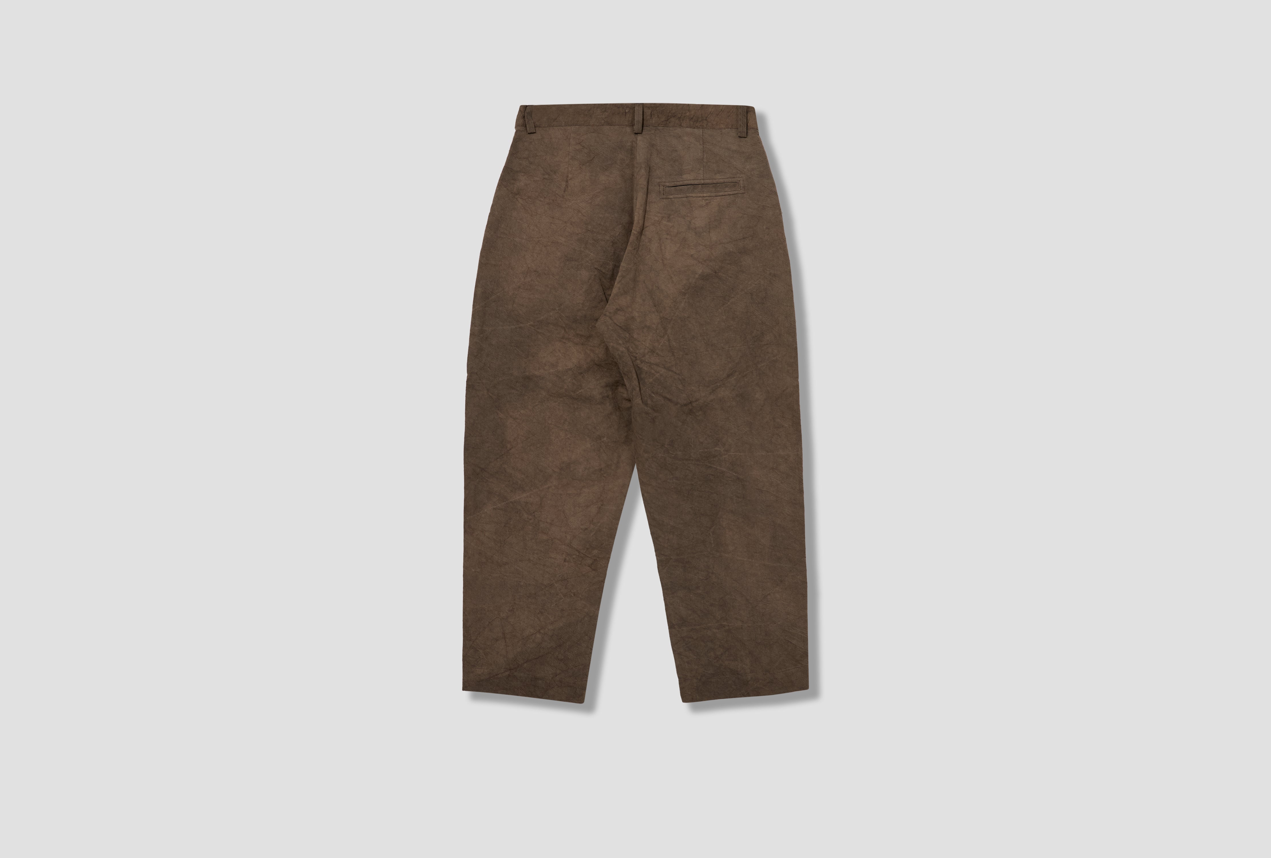 SINGLE PLEAT PANT - NATURAL DYE TWILL / BROWN (PERSIMMON/IRON DYE)
