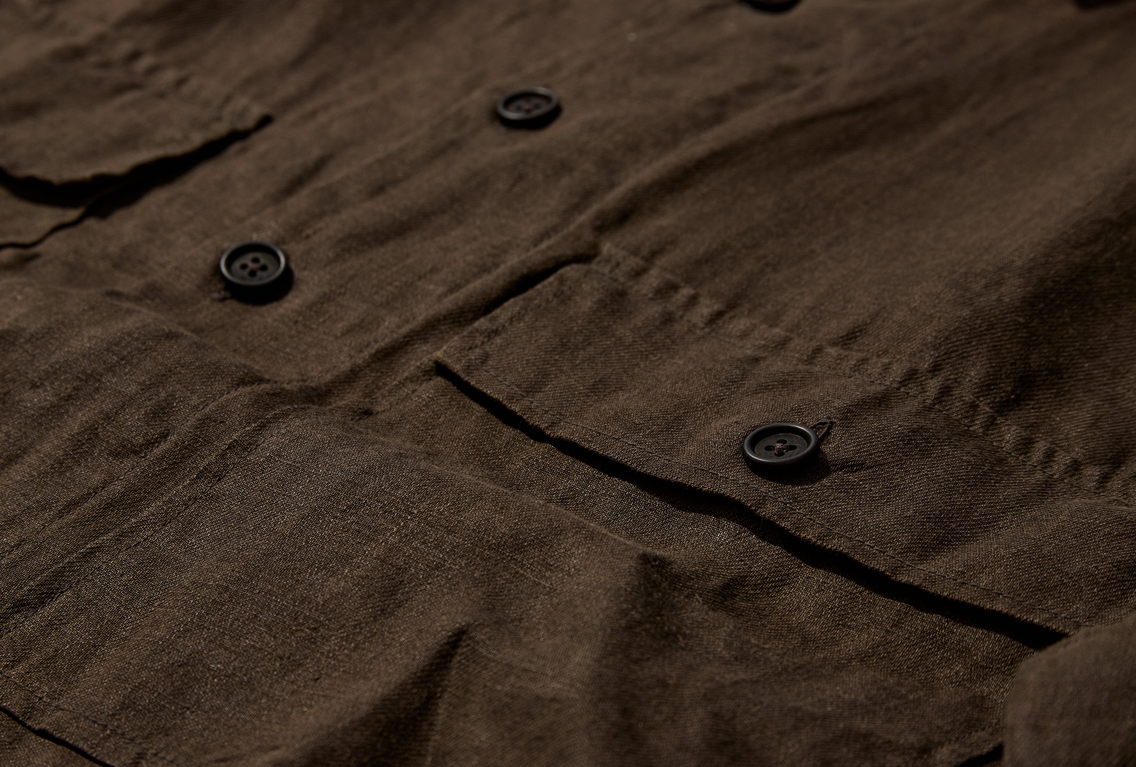 BIG SHIRT - SUMI INK HEMP TWILL / DARK OLIVE
