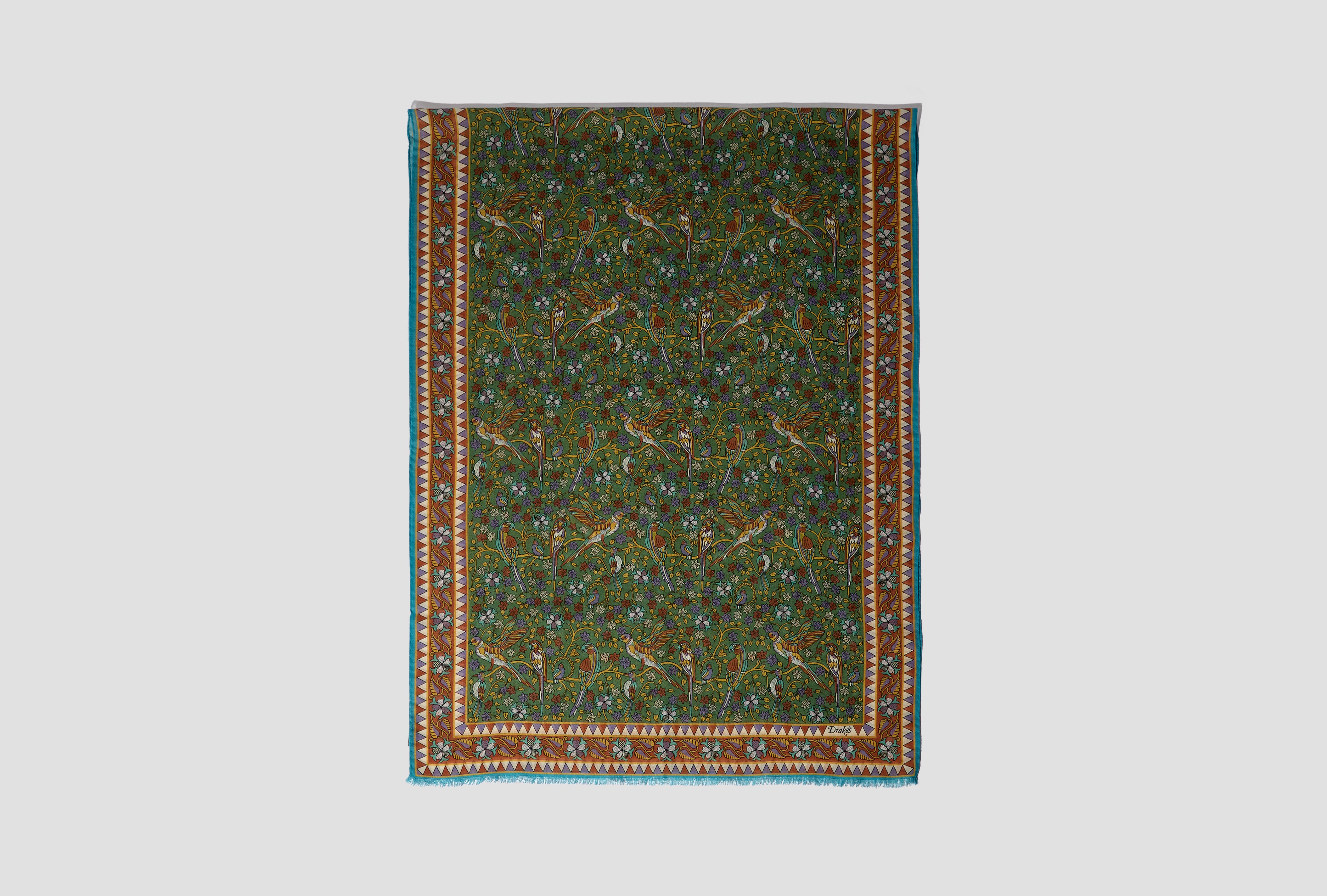 BIRDS AND FLOWERS PRINTED SCARF DR1AB1 26139-01 Green