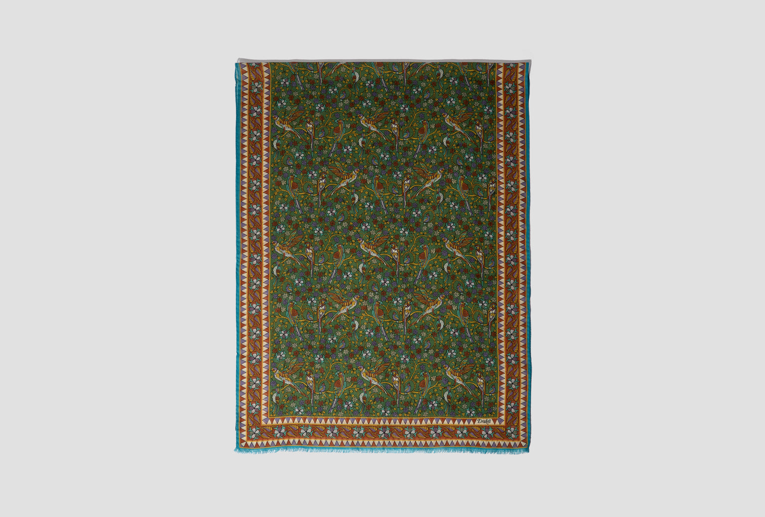 BIRDS AND FLOWERS PRINTED SCARF DR1AB1 26139-01 Green