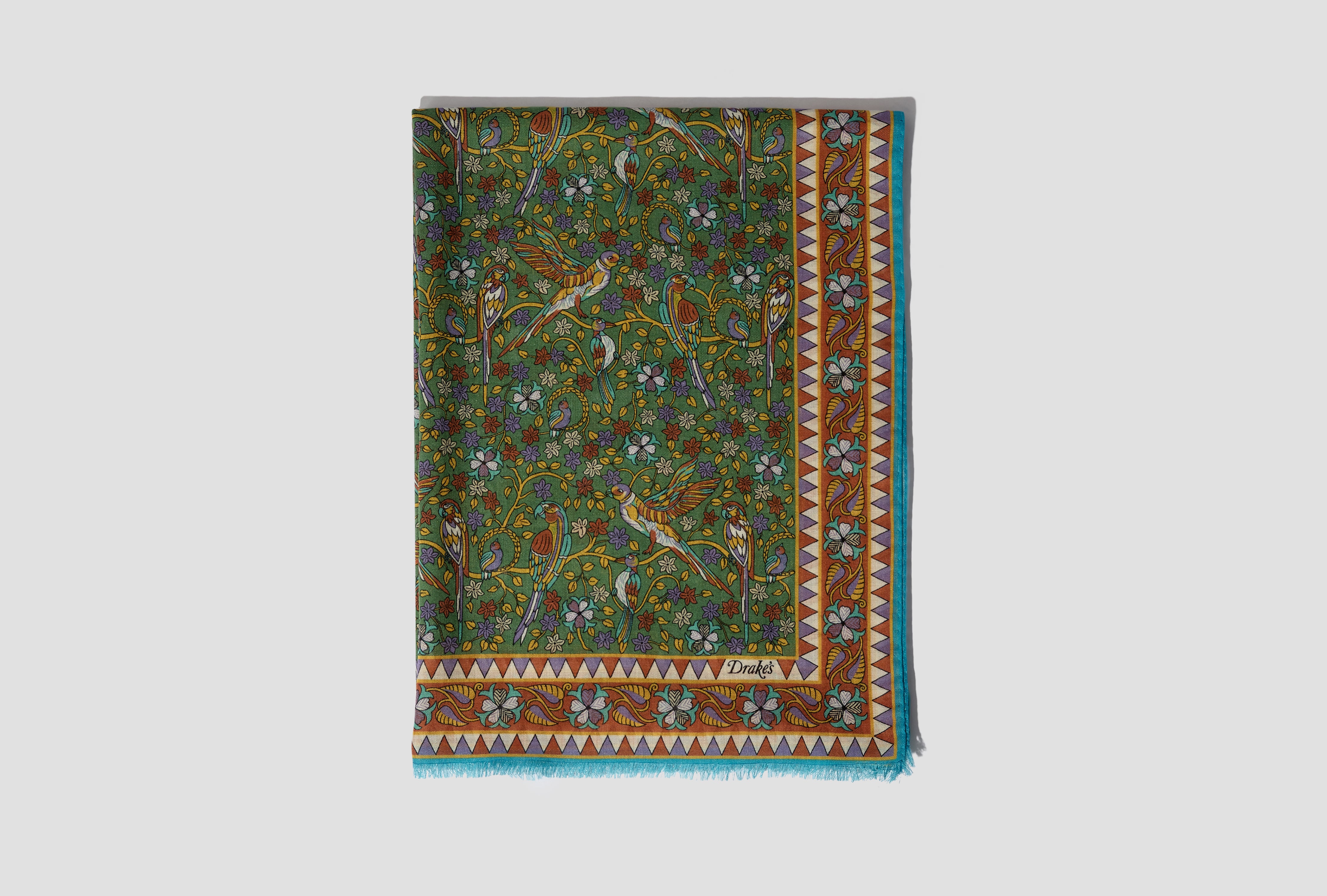 BIRDS AND FLOWERS PRINTED SCARF DR1AB1 26139-01 Green