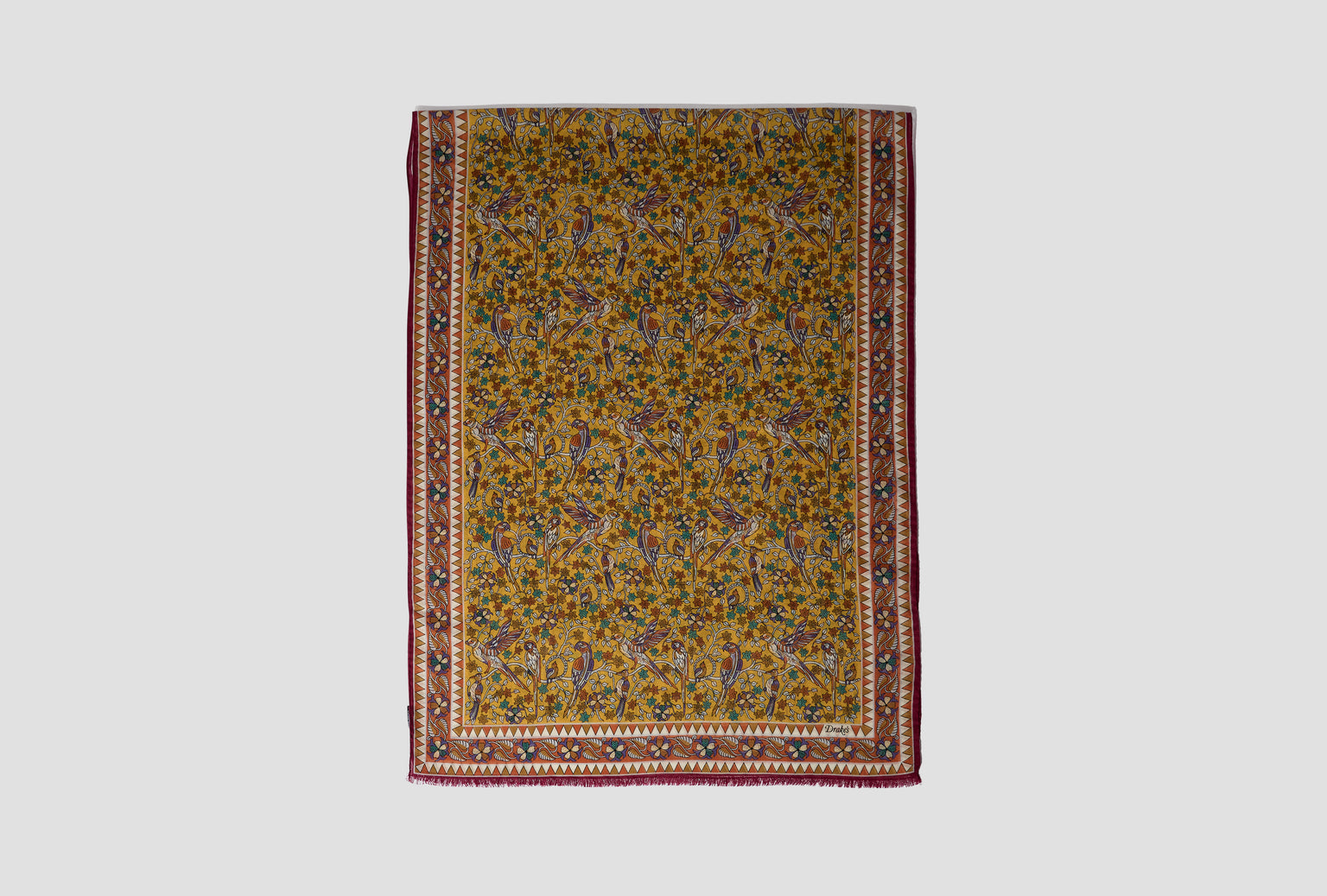 BIRDS AND FLOWERS PRINTED SCARF DR1AB1 26139-02 Yellow