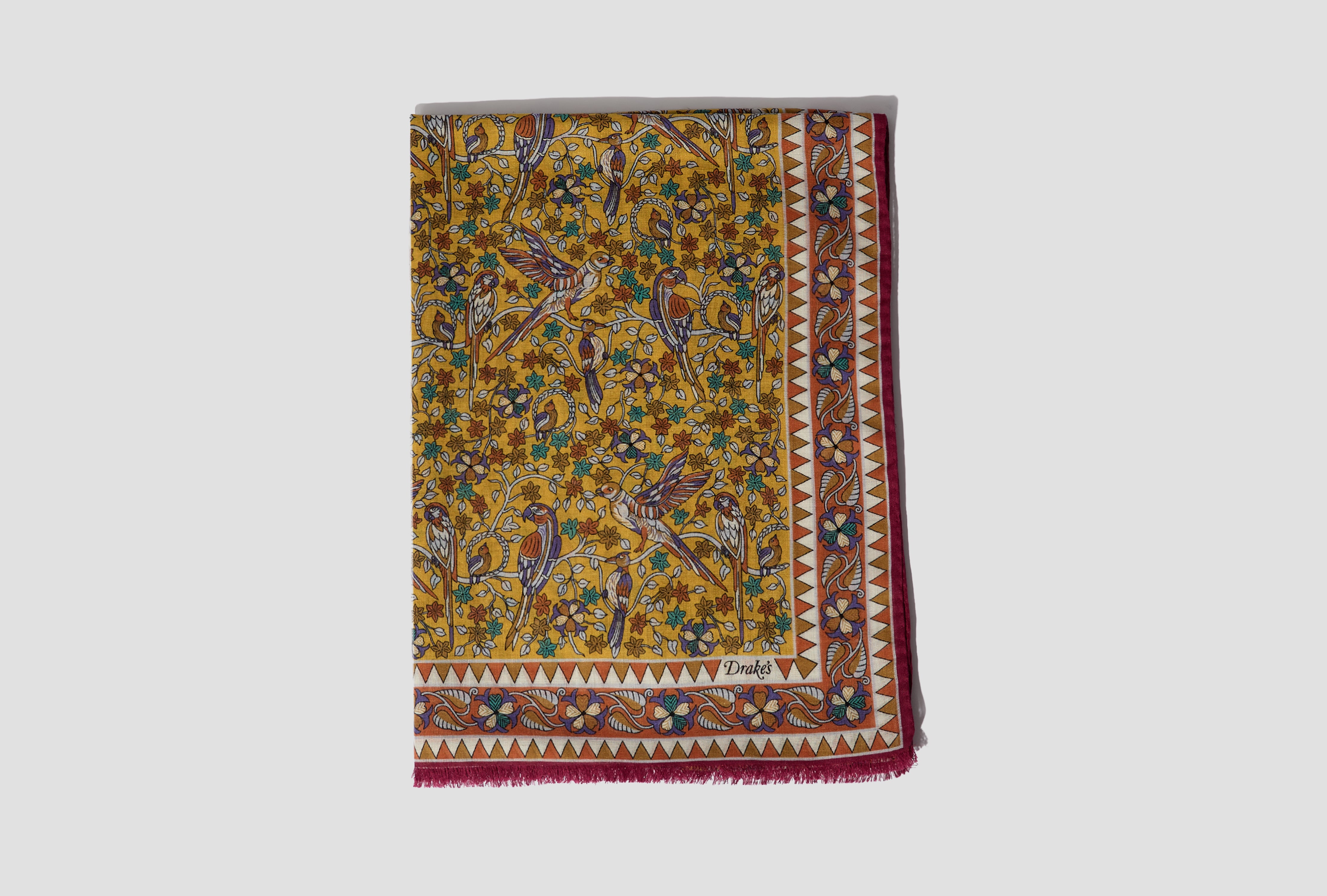 BIRDS AND FLOWERS PRINTED SCARF DR1AB1 26139-02 Yellow