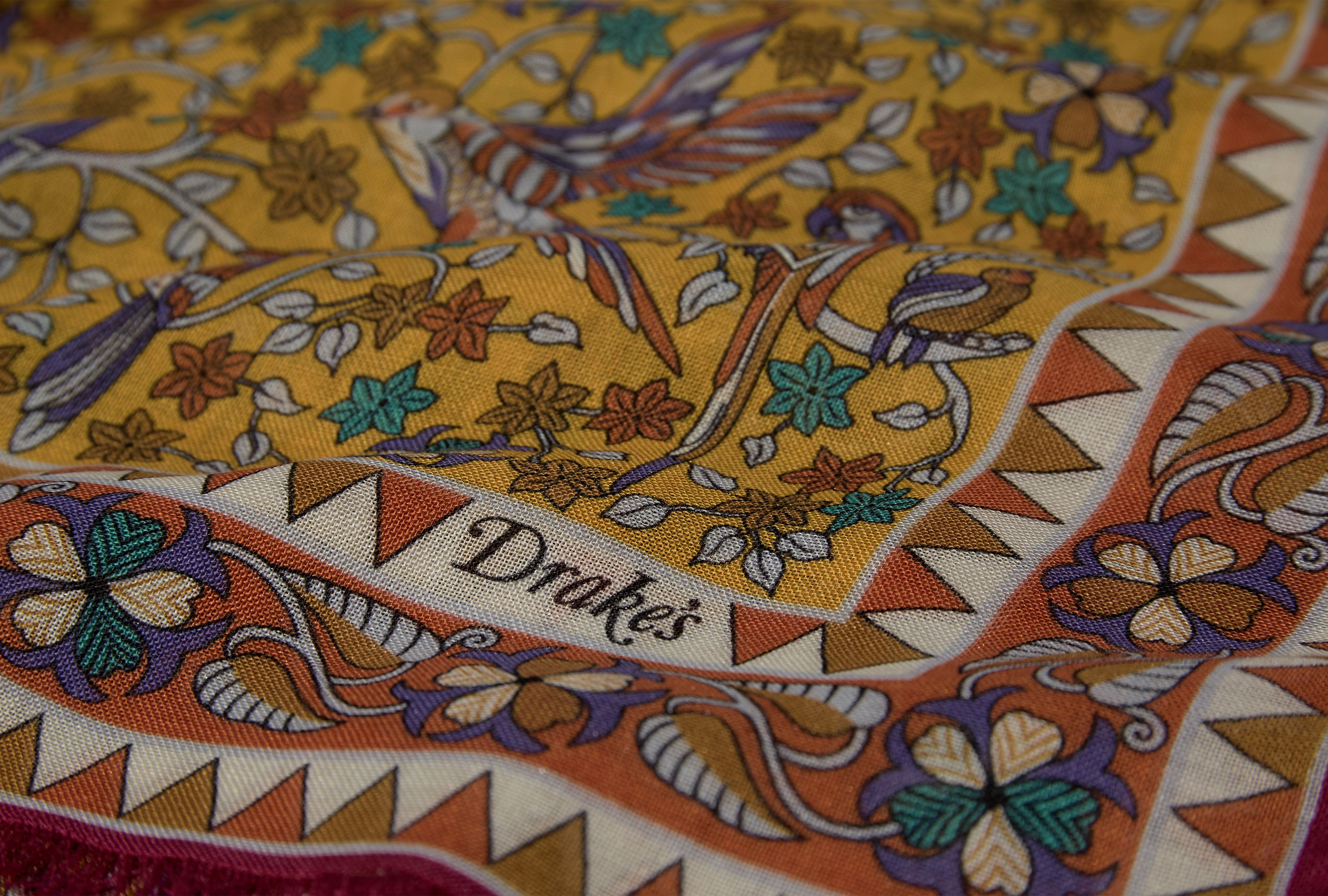 BIRDS AND FLOWERS PRINTED SCARF DR1AB1 26139-02 Yellow