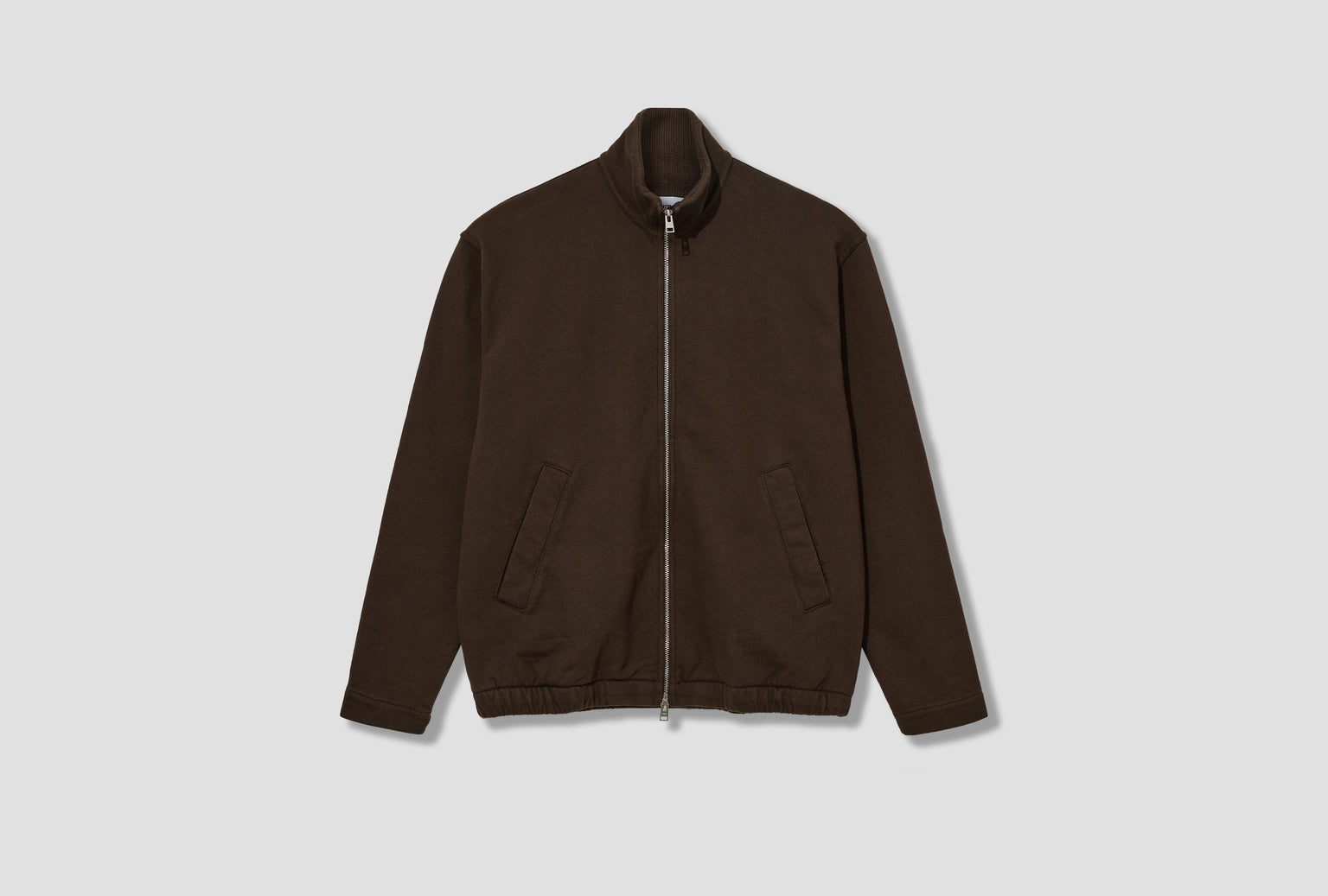 HORNIDAL RELAXED ORGANIC LOOPBACK TRACK JACKET N20-1403 Brown