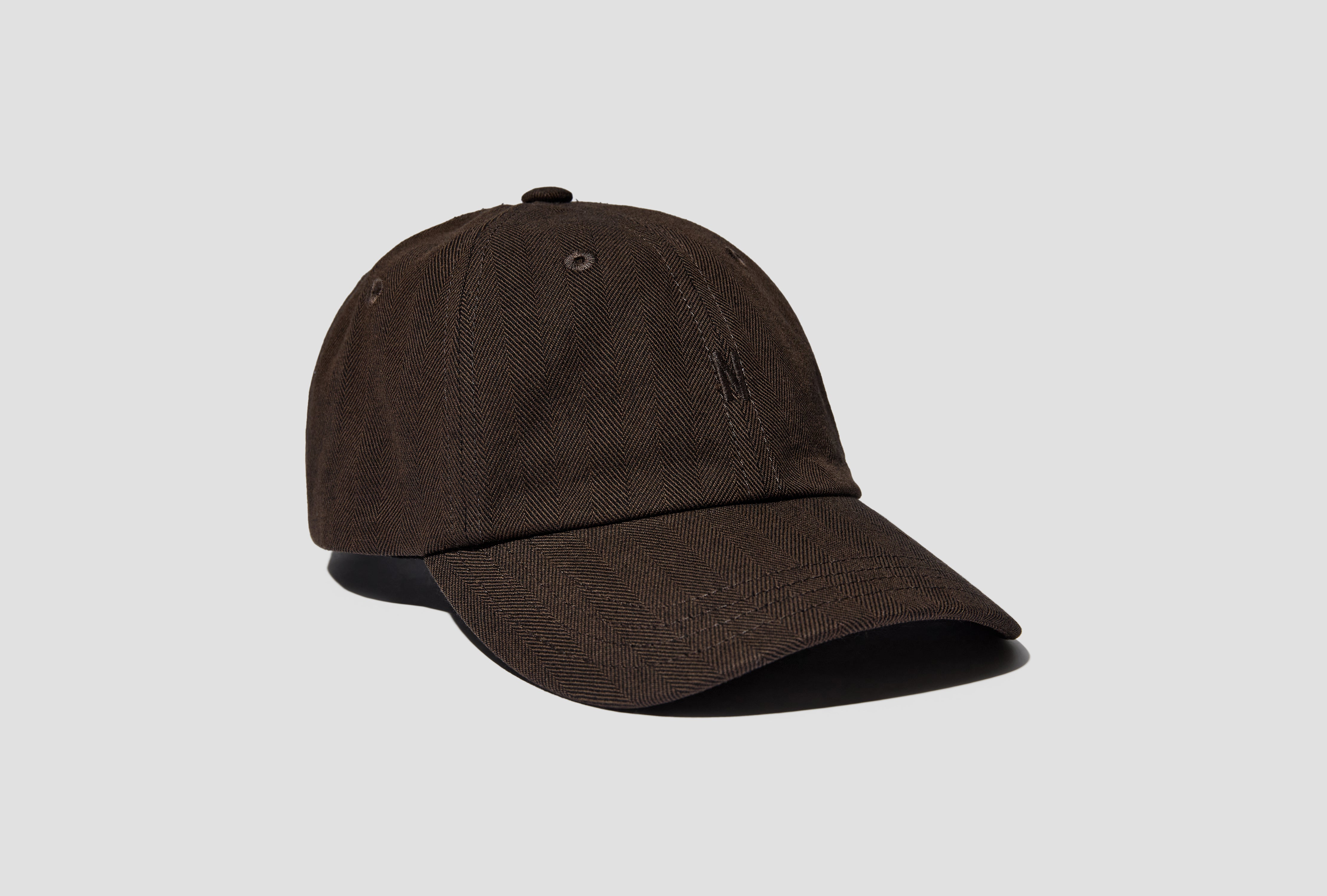 COTTON WOOL HERRINGBONE TWILL 6-PANEL CAP N80-0758 Brown