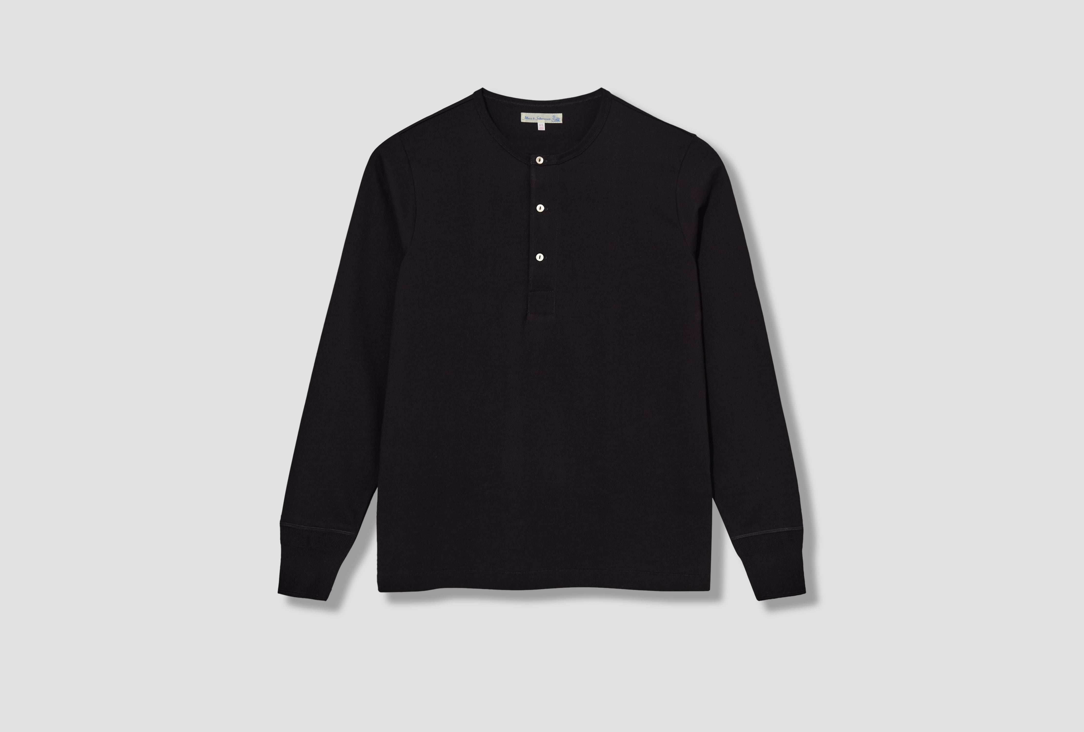 2M06 MID-CENTURY MACHINE LONG SLEEVE HENLEY - 6,8OZ/SQ.YD. / REFINED FIT Black
