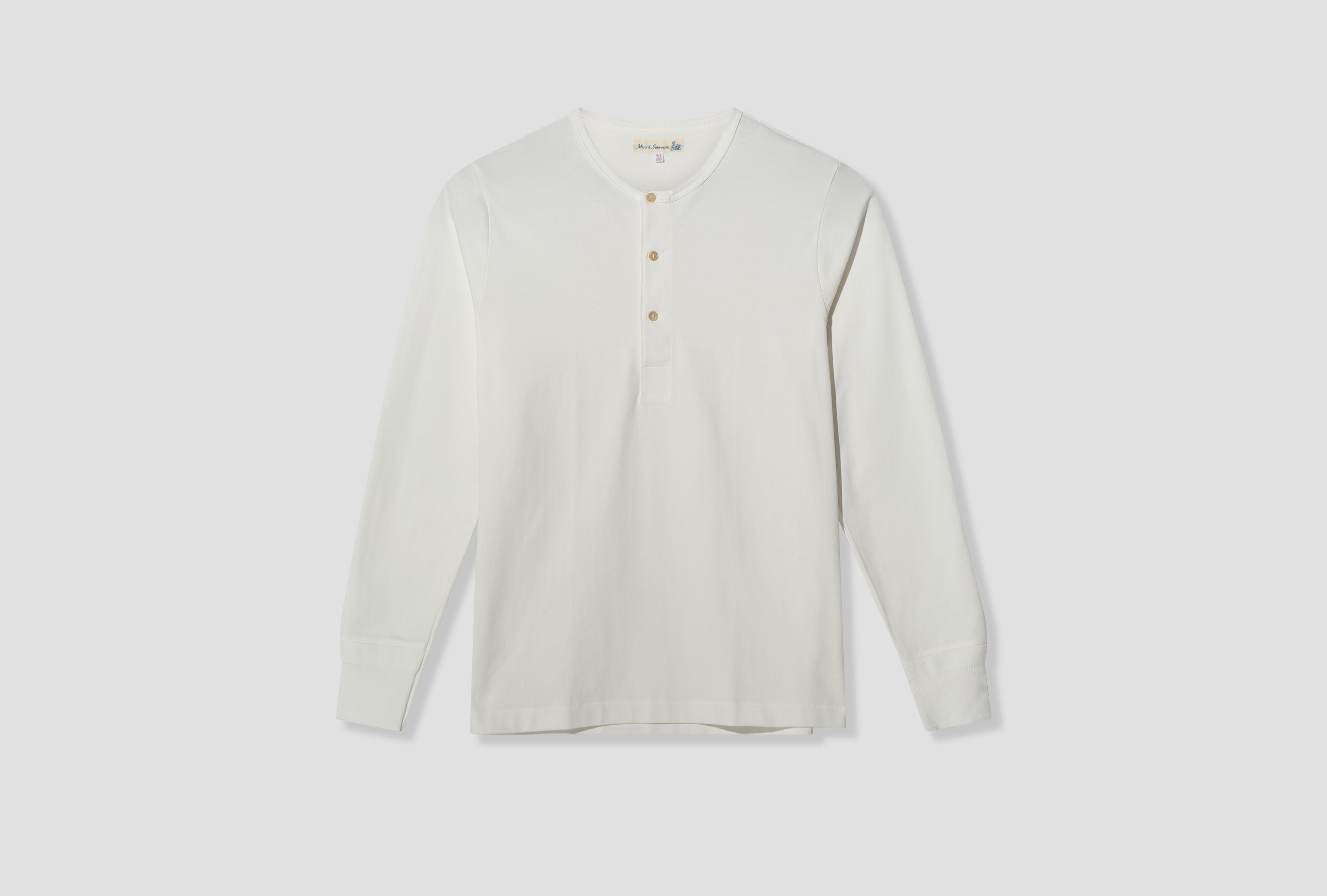 2M06 MID-CENTURY MACHINE LONG SLEEVE HENLEY - 6,8OZ/SQ.YD. / REFINED FIT White