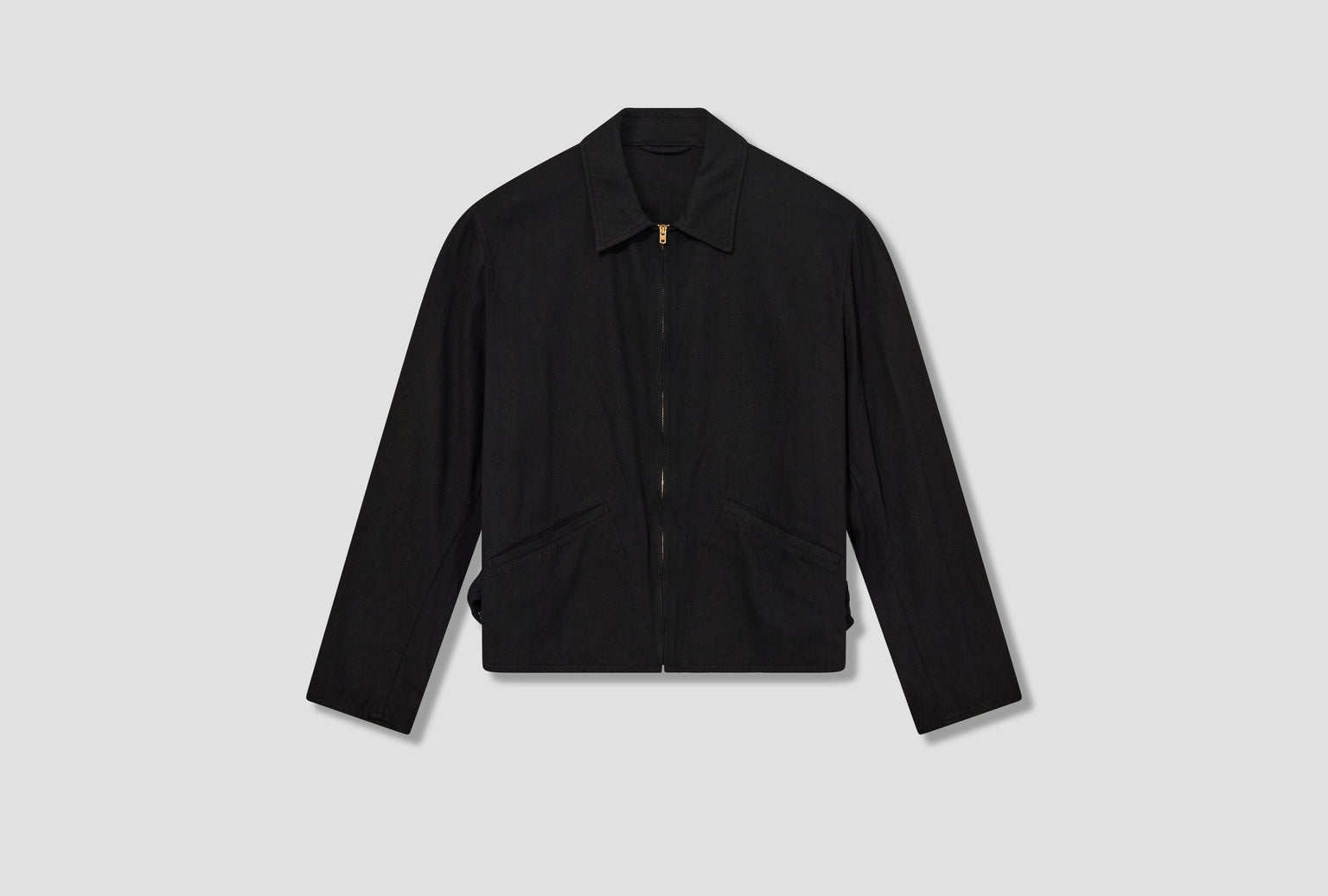 SILK NEP ZIP SHORT JACKET D01-01007 Black