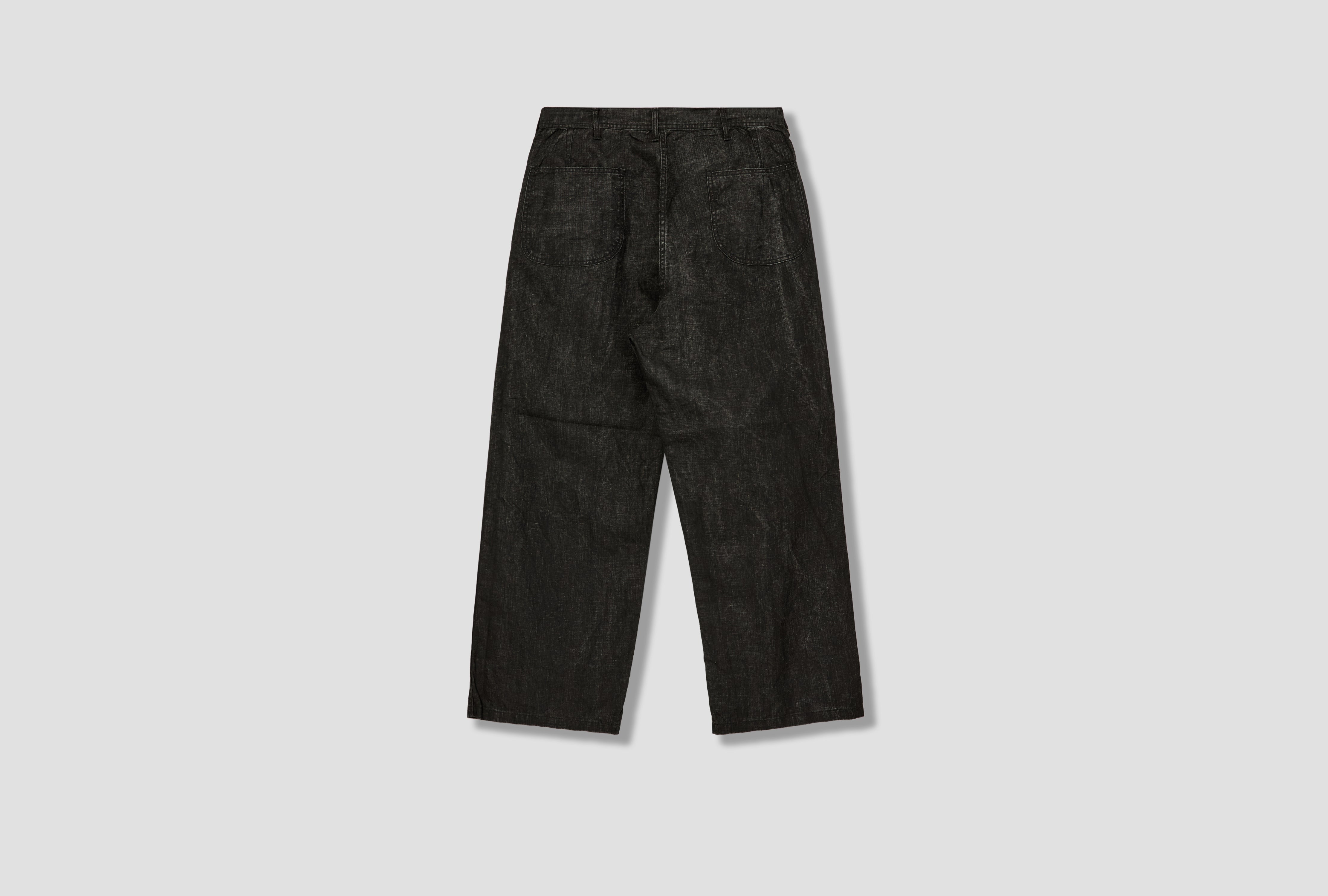 WWII 40'S U.S NAVY SUMI COATED LINEN UTILITY TROUSERS 01-V5130-61 Black