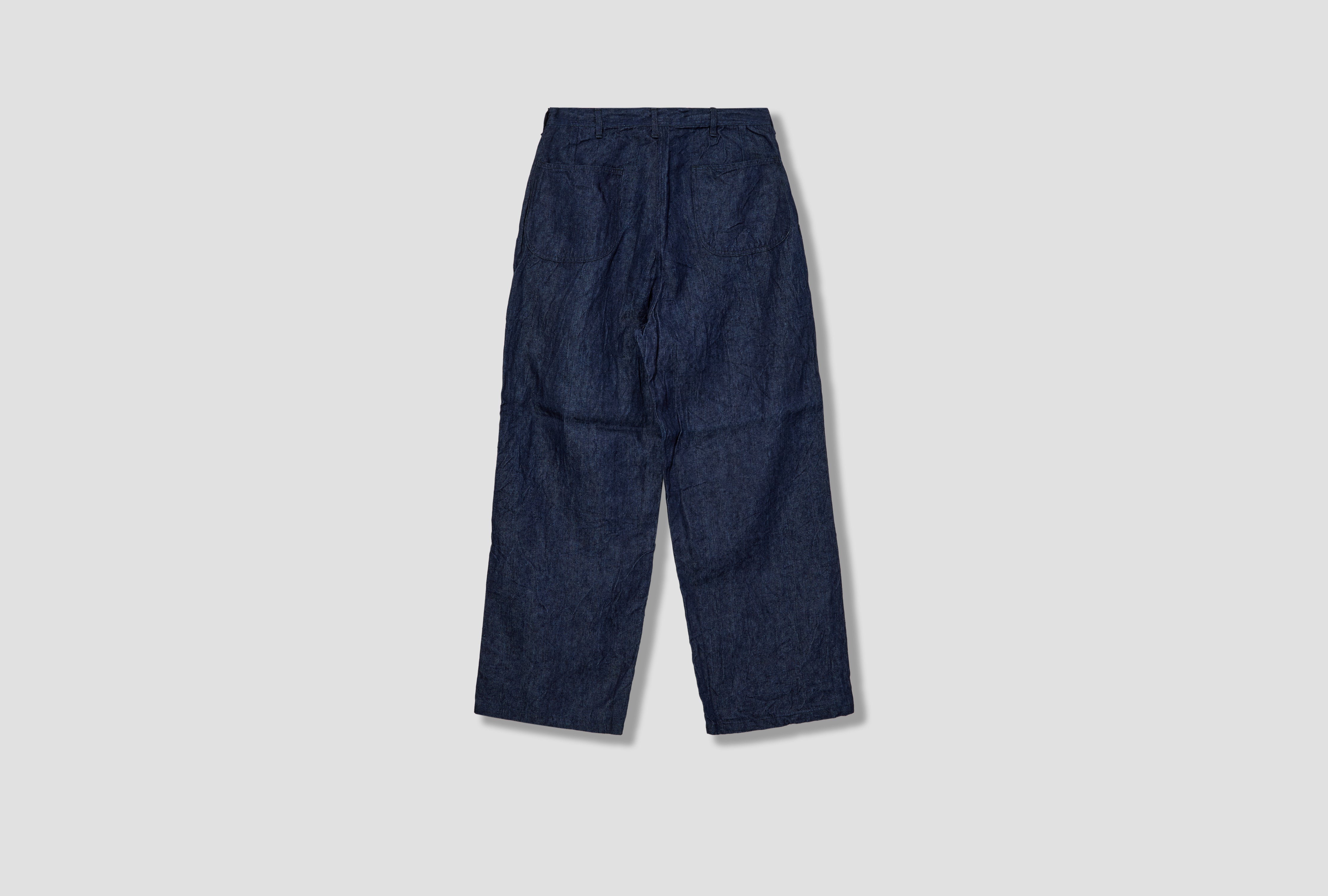 WWII 40'S U.S NAVY LINEN DENIM UTILITY TROUSERS - 10OZ DENIM / ONE WASH 01-V5130-L81 Blue