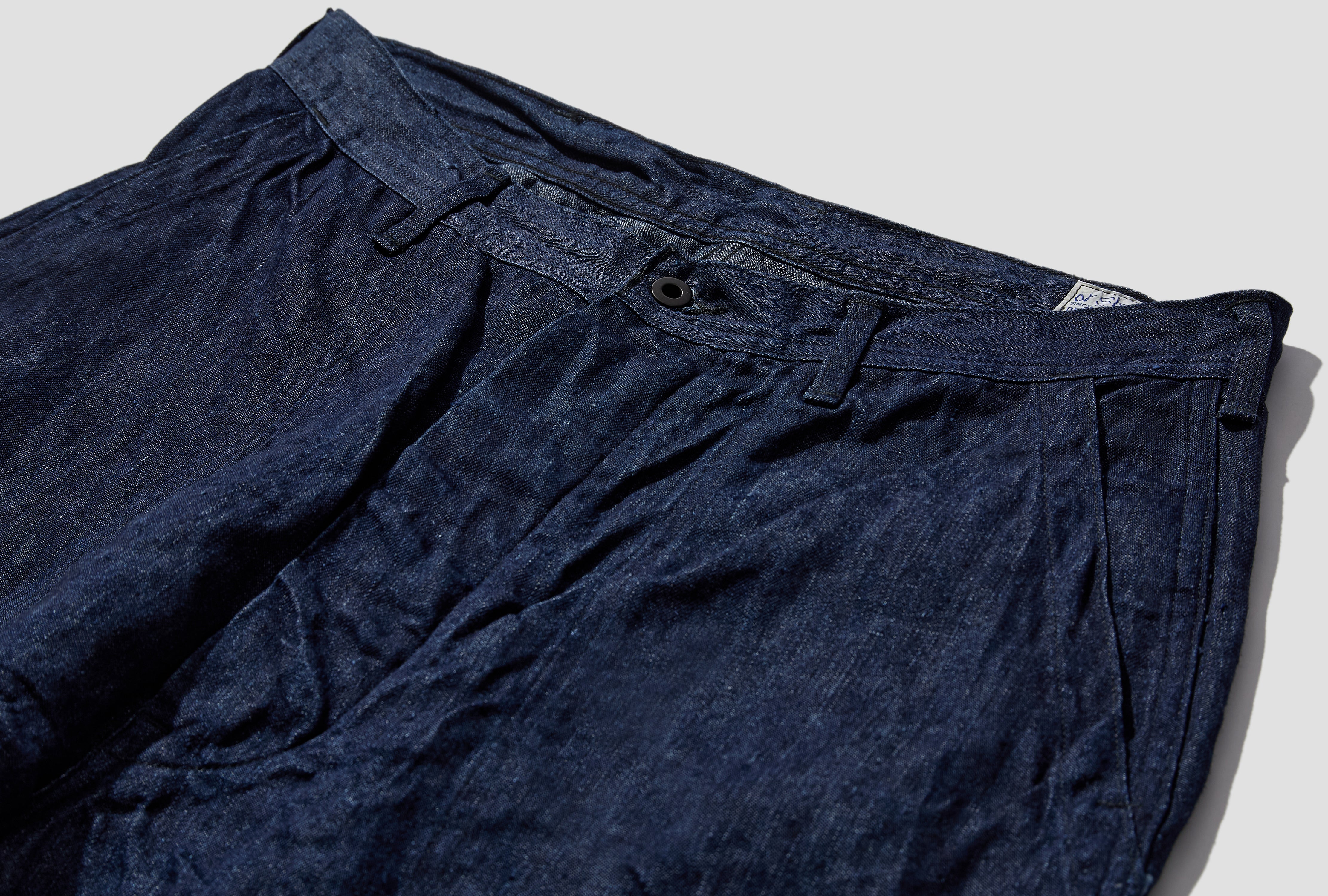 WWII 40'S U.S NAVY LINEN DENIM UTILITY TROUSERS - 10OZ DENIM / ONE WASH 01-V5130-L81 Blue
