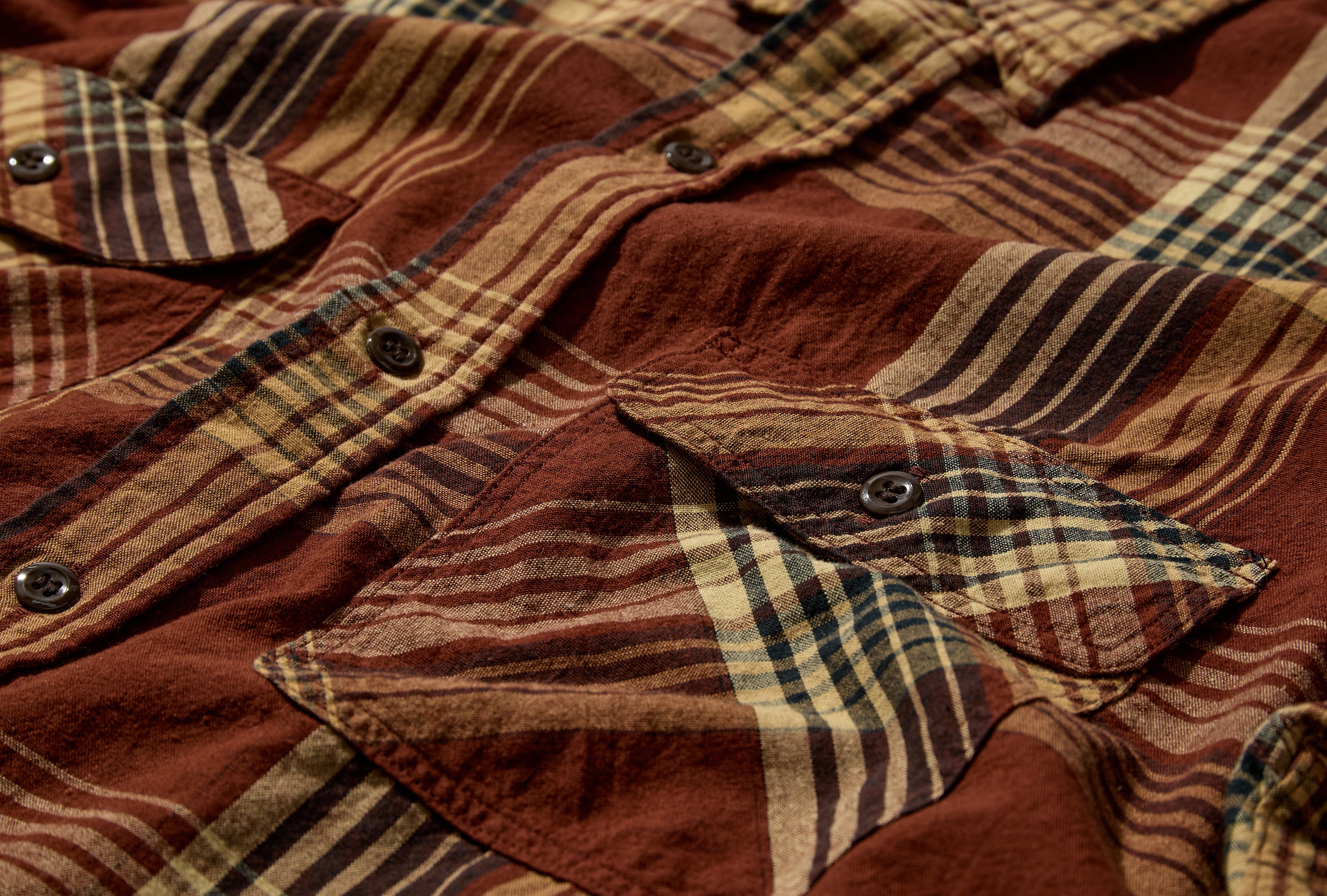 ORIGINAL CHECK WORK SHIRT WITH FLAP POCKET 01-8064-C53 Brown