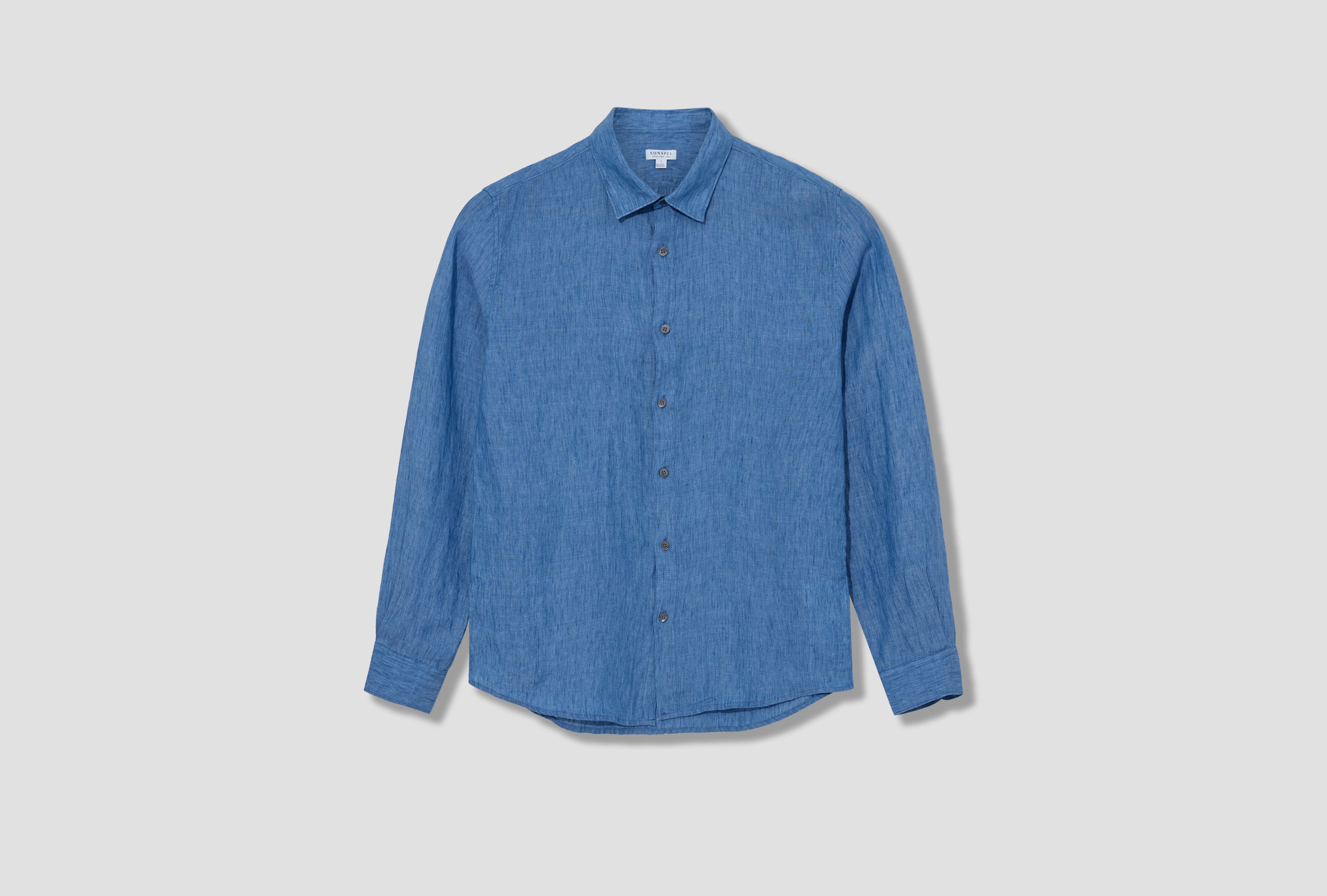LINEN LS SHIRT MSHT2106 Blue