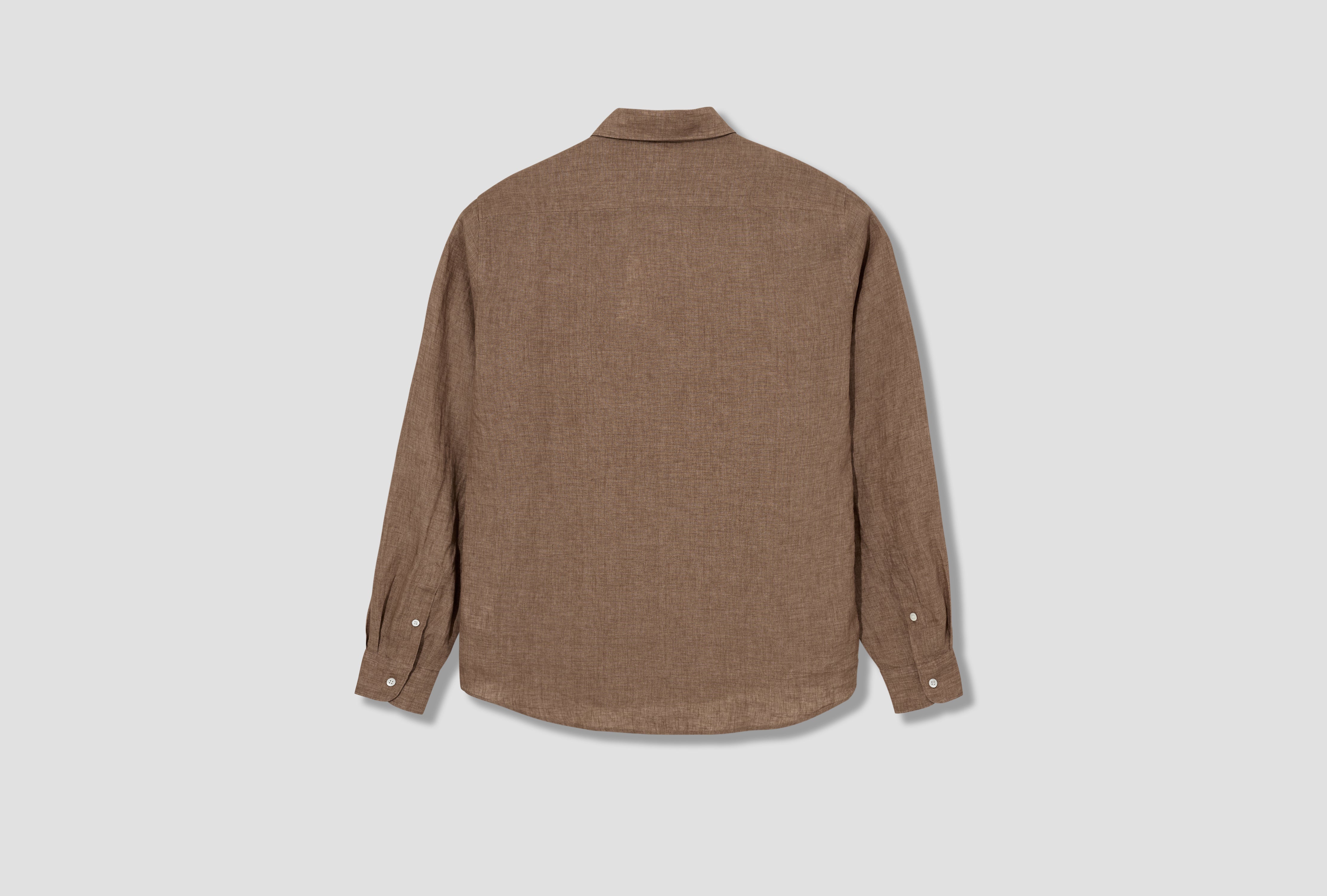 LINEN LS SHIRT MSHT2106 Light brown