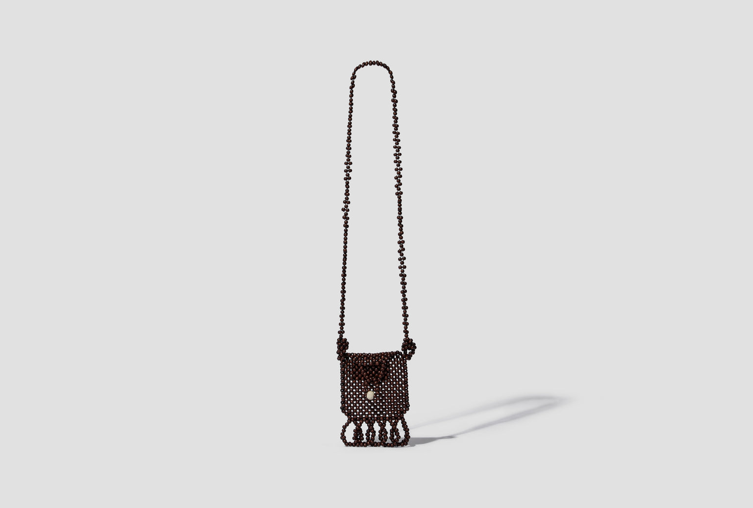 GRIGRI NECKLACE BAG - WOODEN BEADS BG0231 PL0025 Dark brown