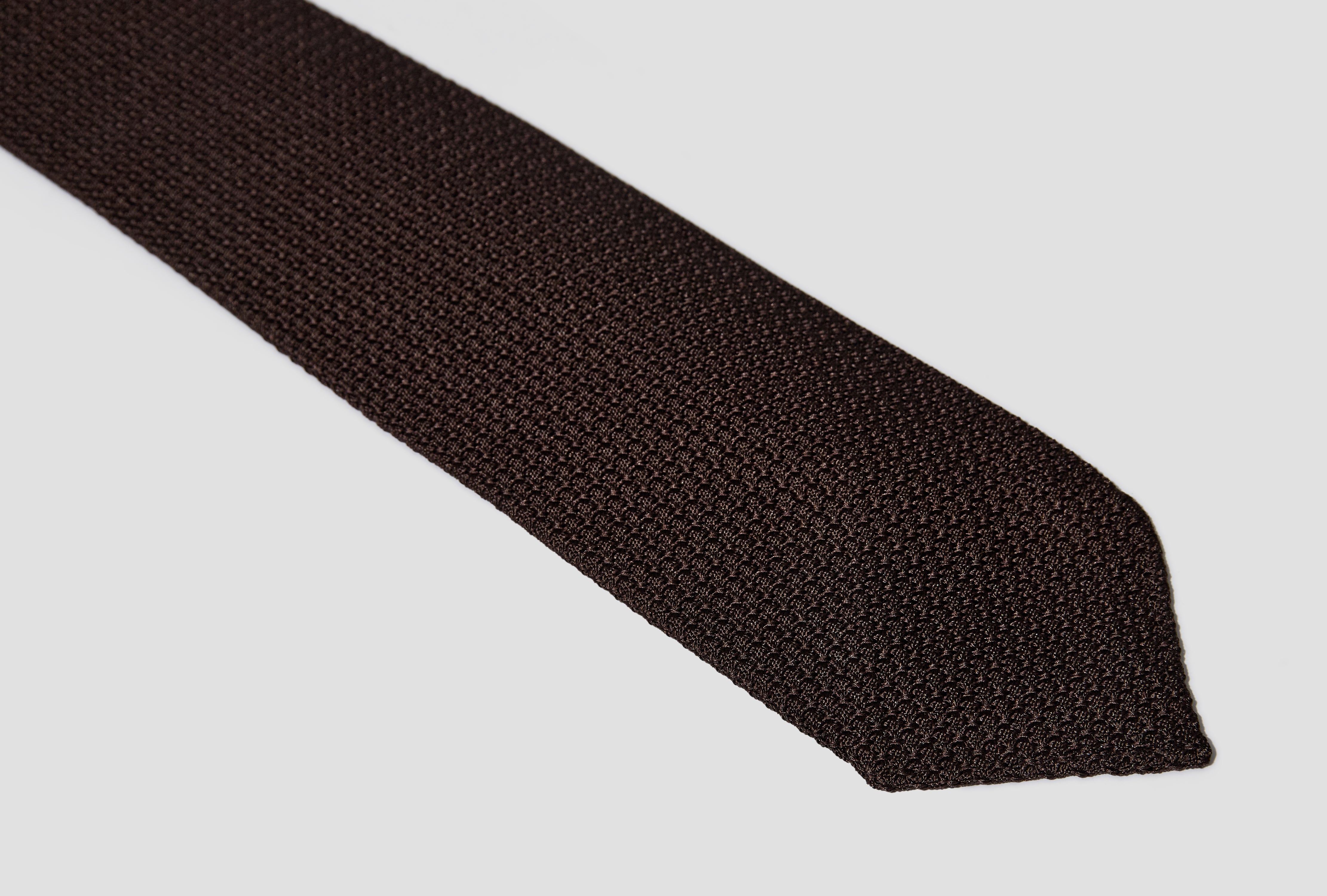 LARGE KNOT GRENADINE SILK TIE HANDROLLED DR1AAR 06654-12 300 Brown