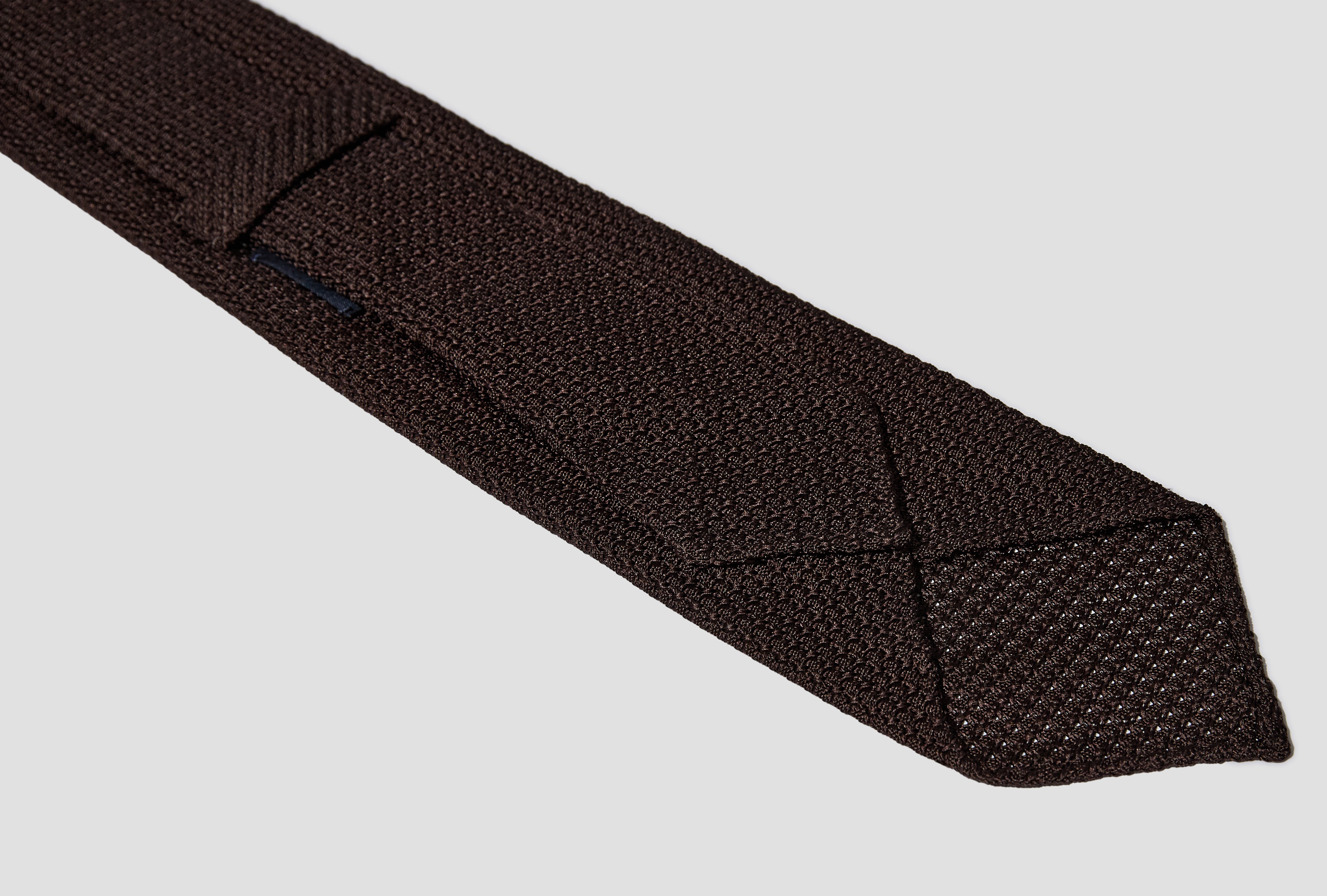 LARGE KNOT GRENADINE SILK TIE HANDROLLED DR1AAR 06654-12 300 Brown