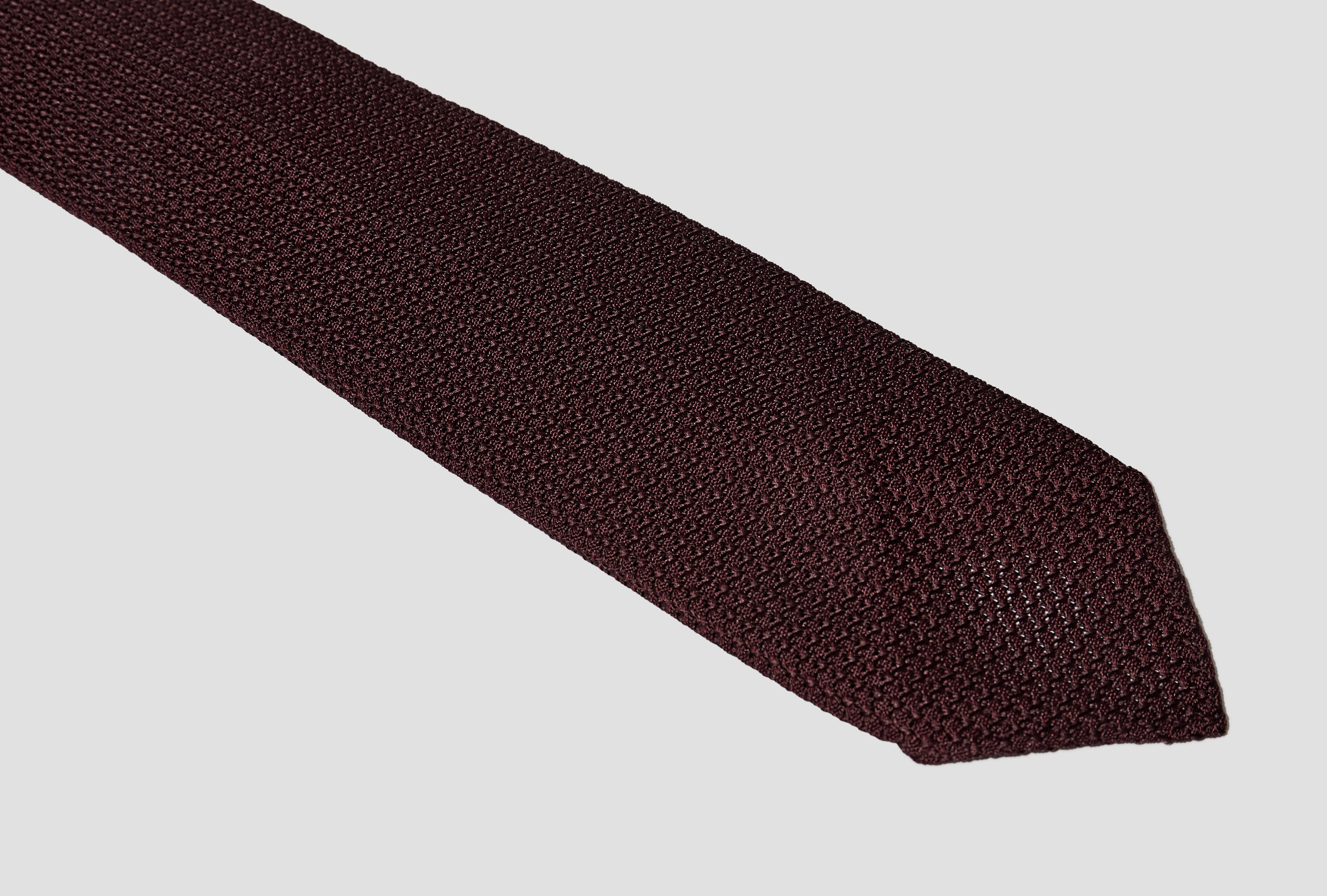 LARGE KNOT GRENADINE SILK TIE HANDROLLED DR1AAR 06654-13 Burgundy