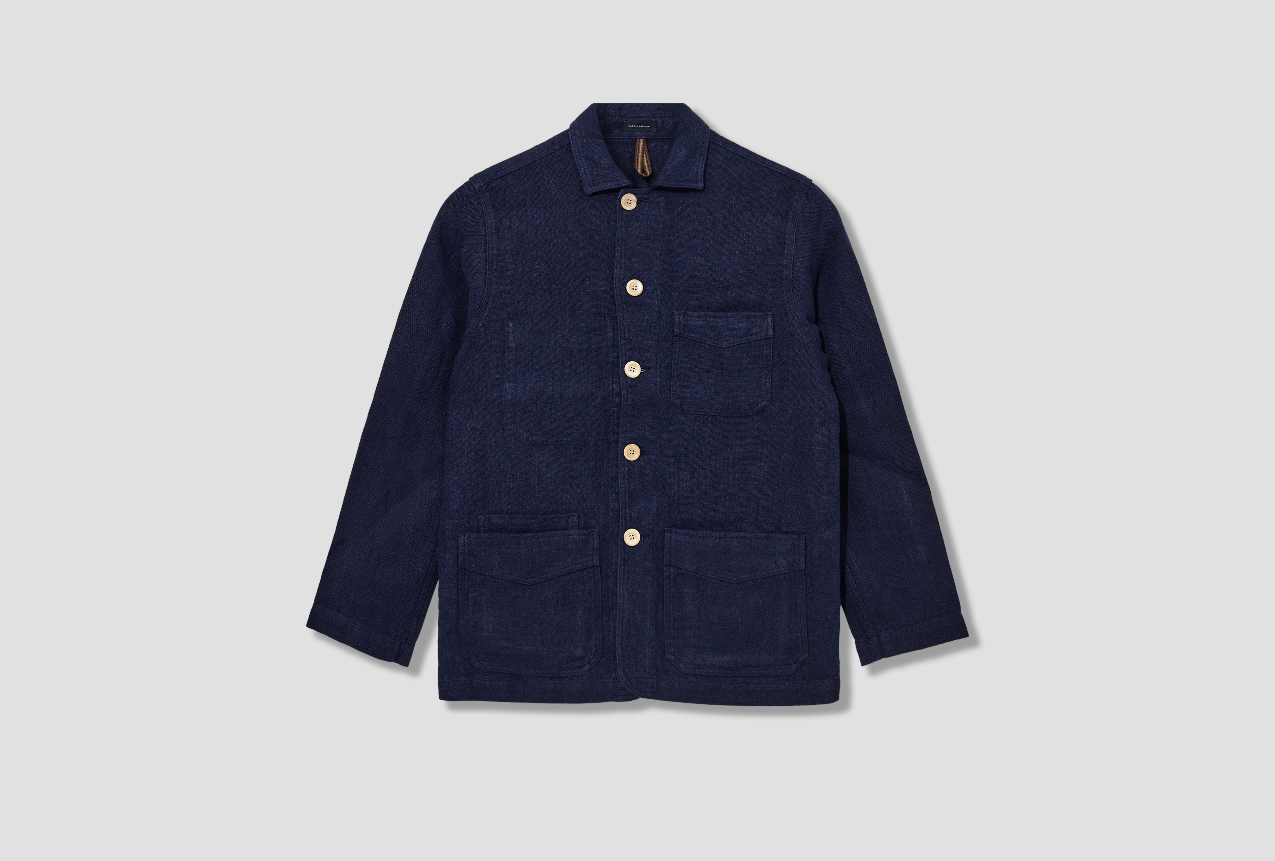 HEAVY LINEN 5-POCKET CHORE JACKET DR2A1B 22085-06 Navy