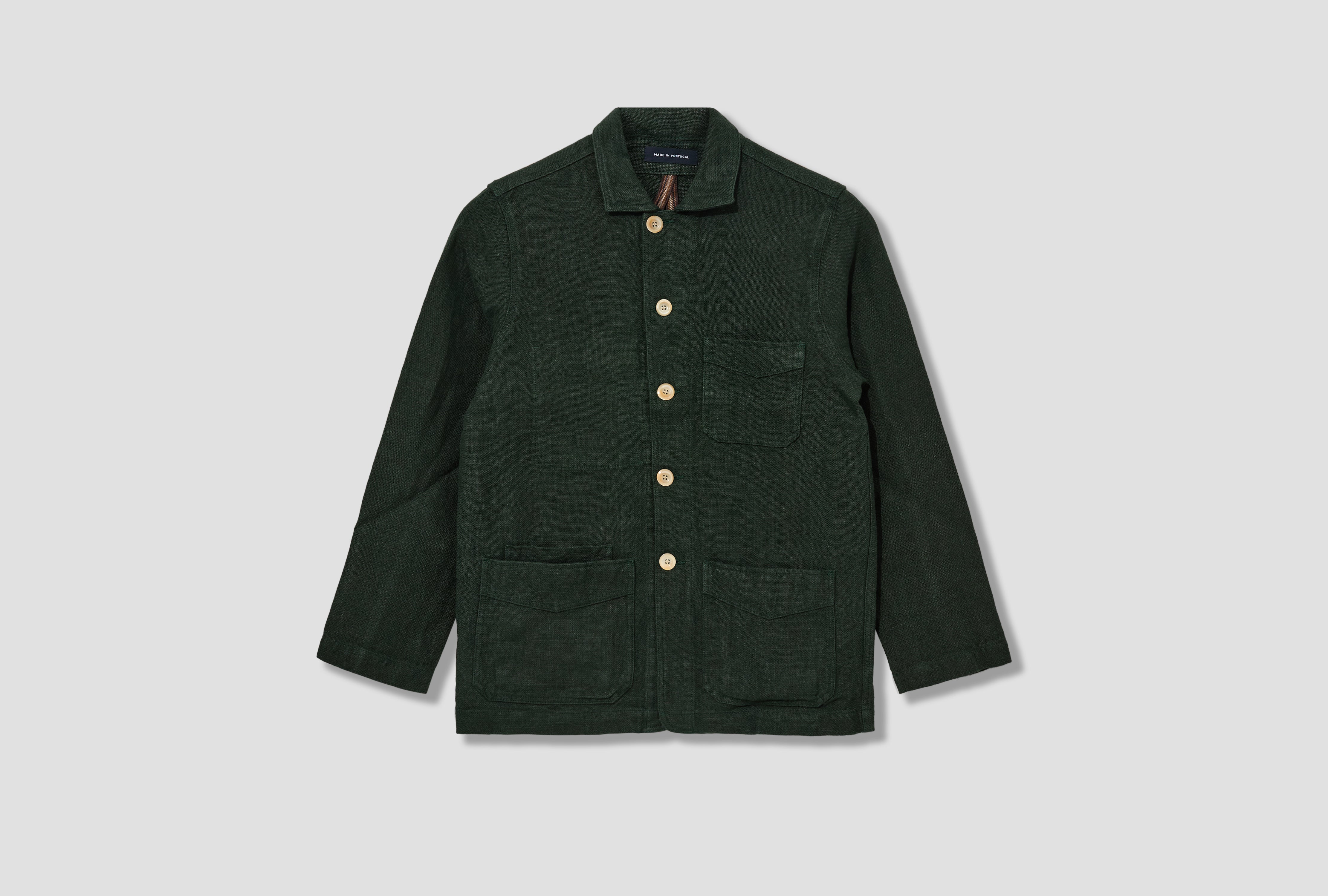 HEAVY LINEN 5-POCKET CHORE JACKET DR2A1B 22085-09 Green