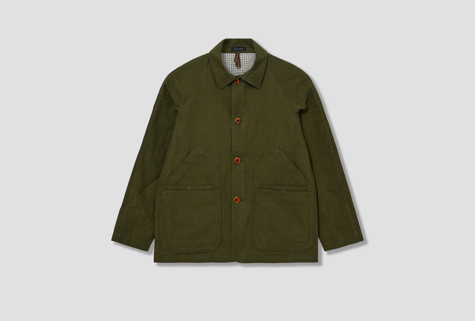 CHECK LINED RAGLAN CHORE DR2A1B 26019-02 Green