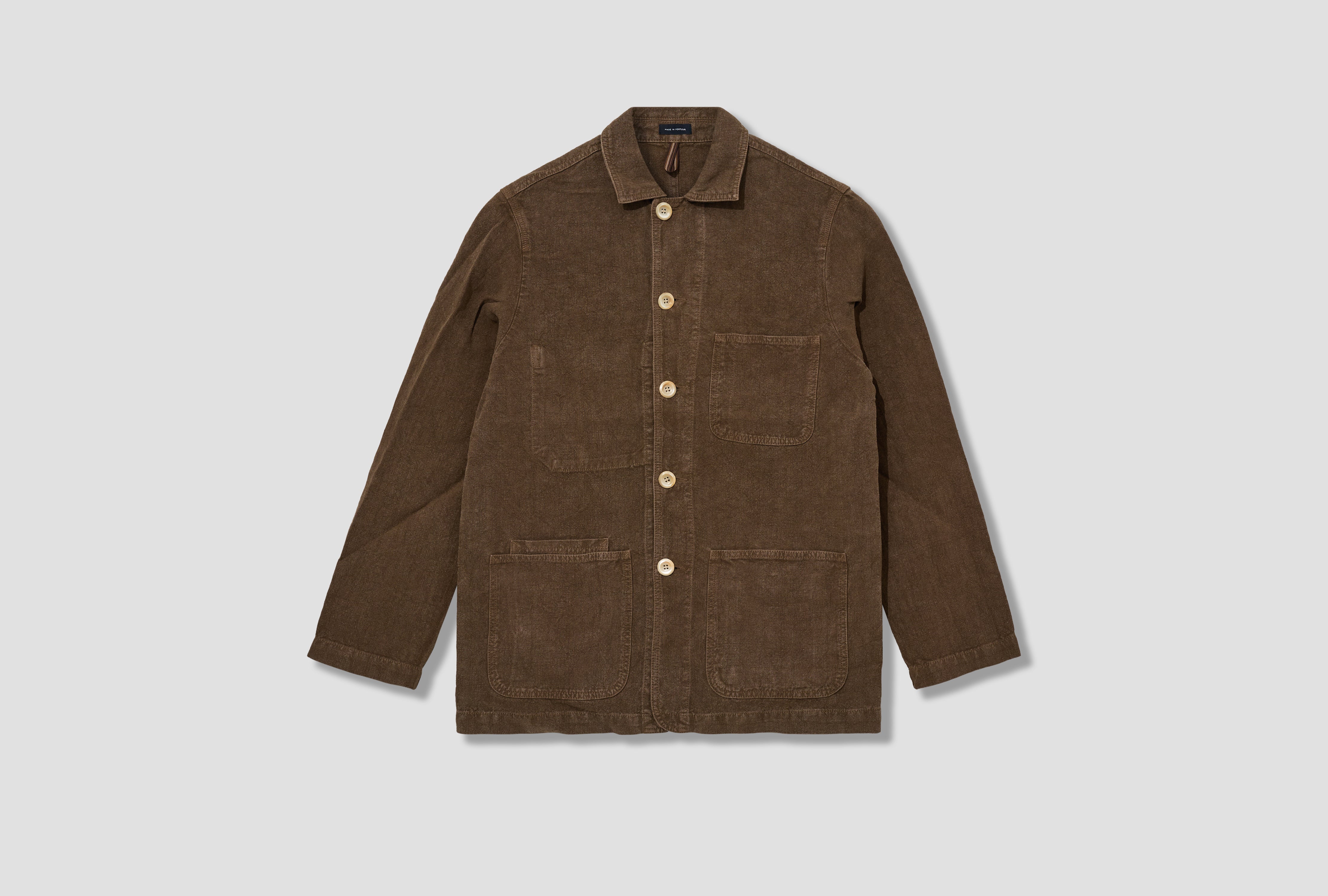 JAPANESE HEAVY LINEN CHORE JACKET DR2A1B 26022-01 Brown