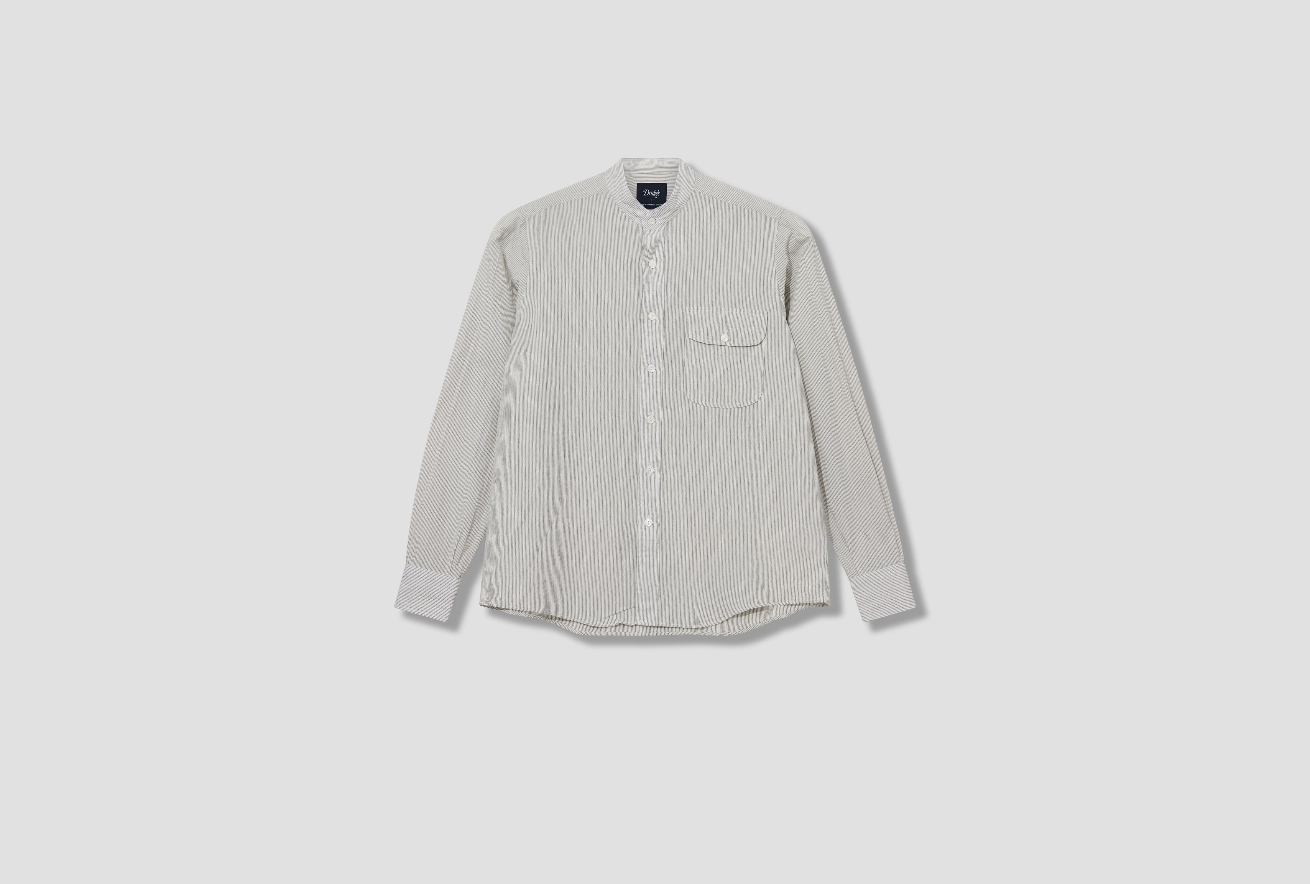 GRAND COLLAR STRIPE BUTTON THROUGH DR2A4N 26068-02 White