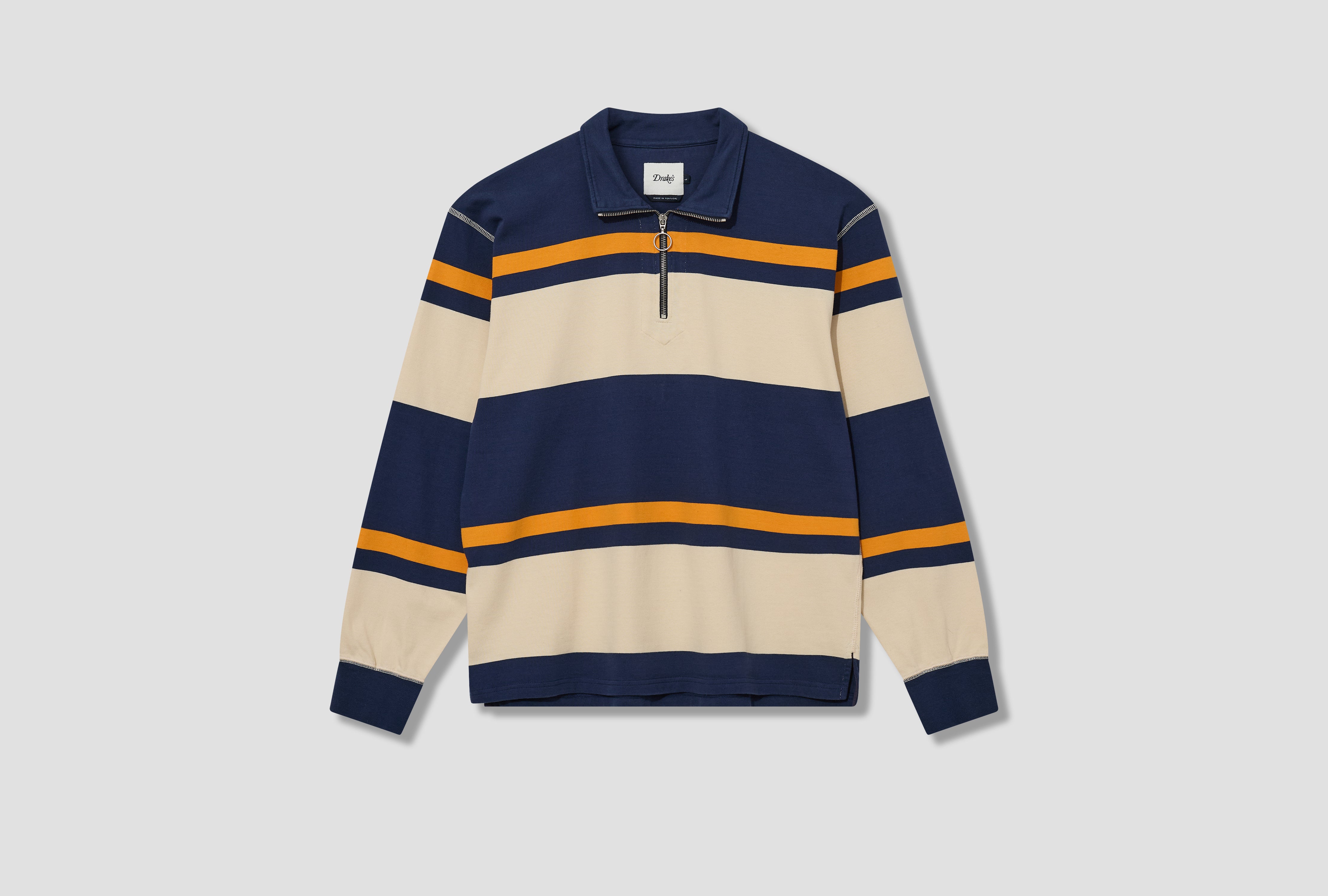 STRIPE QUARTER ZIP RUGBY DR2A5M 26125-01 Navy