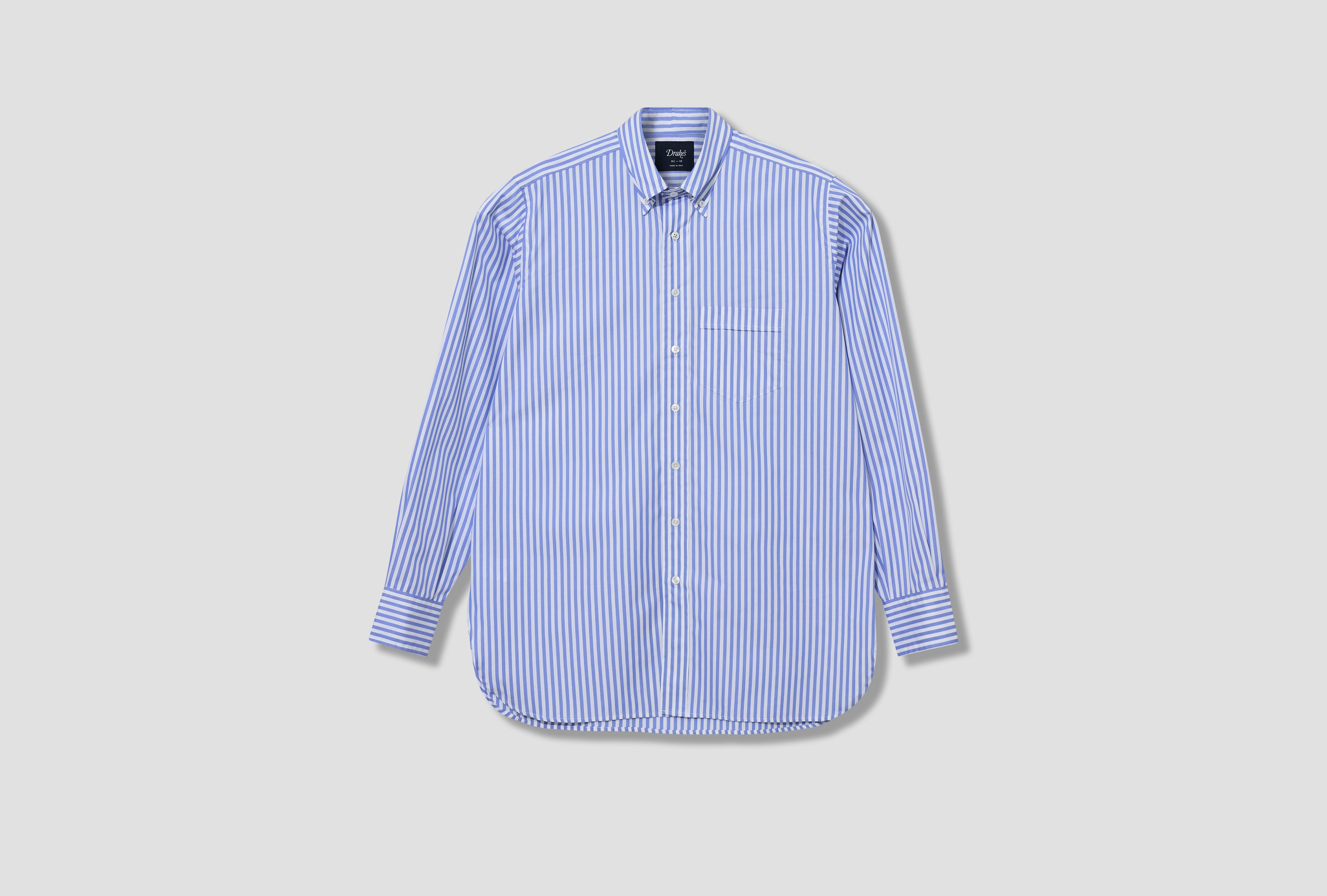BENGAL STRIPE BUTTON DOWN POPLIN SHIRT DR2W4A 21796-02 Blue