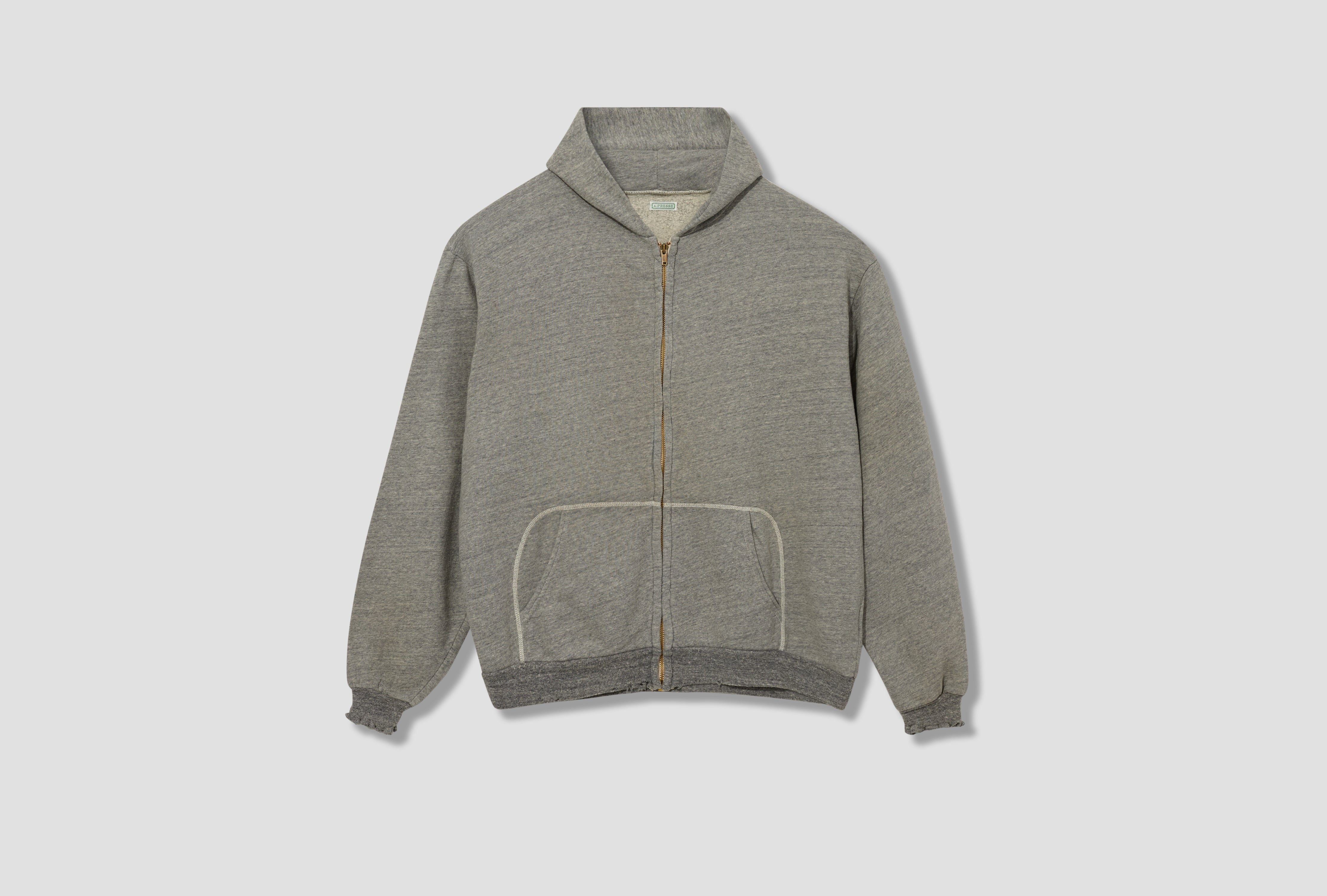 VINTAGE LIGHT WEIGHT ZIP SWEAT HOODIE 26SAP-05-07 Grey