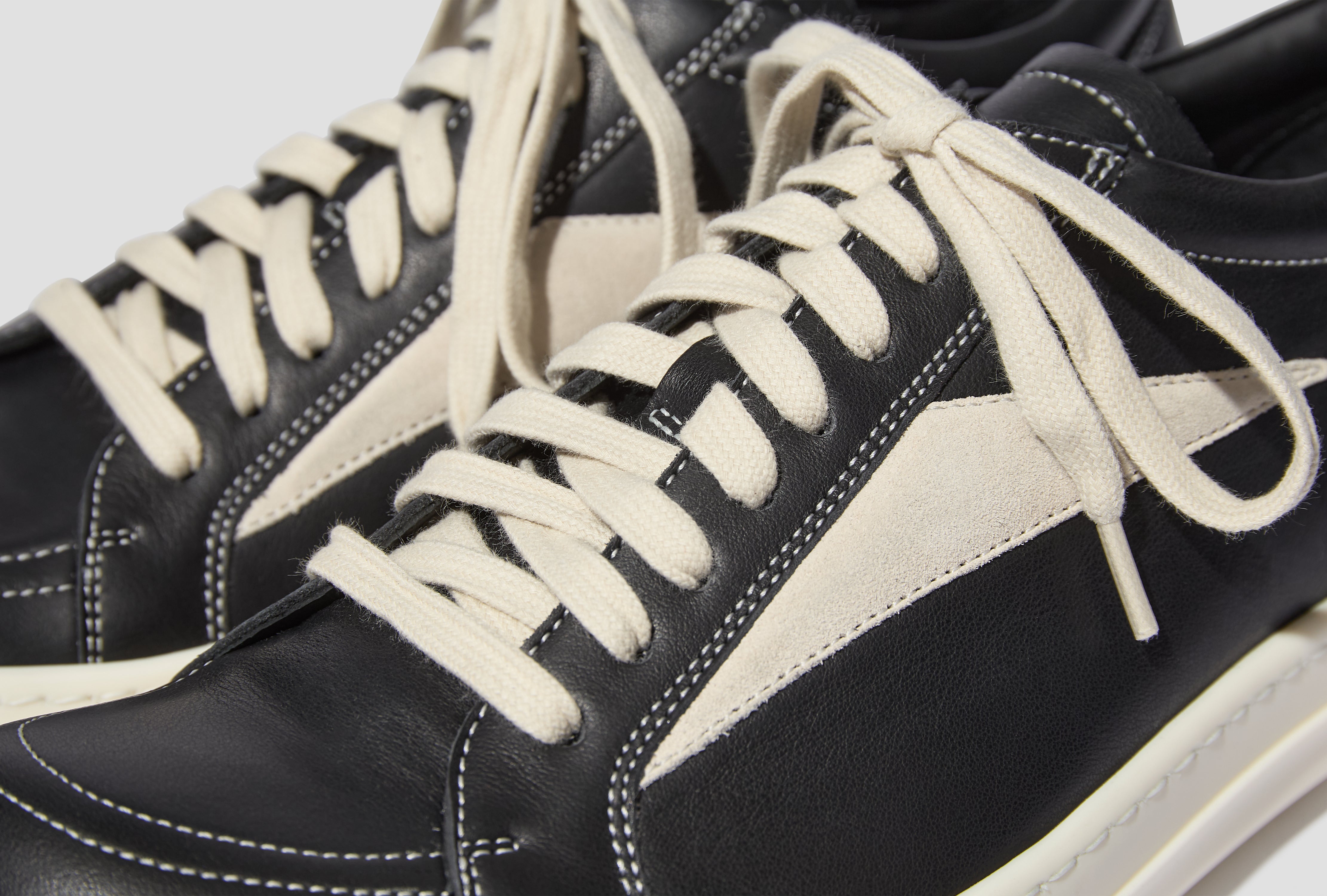 VINTAGE SNEAKS - FULL GRAIN CALF LEATHER AND SUEDE LEATHER / BLACK/MILK/MILK RU02F4897 LCOLVS