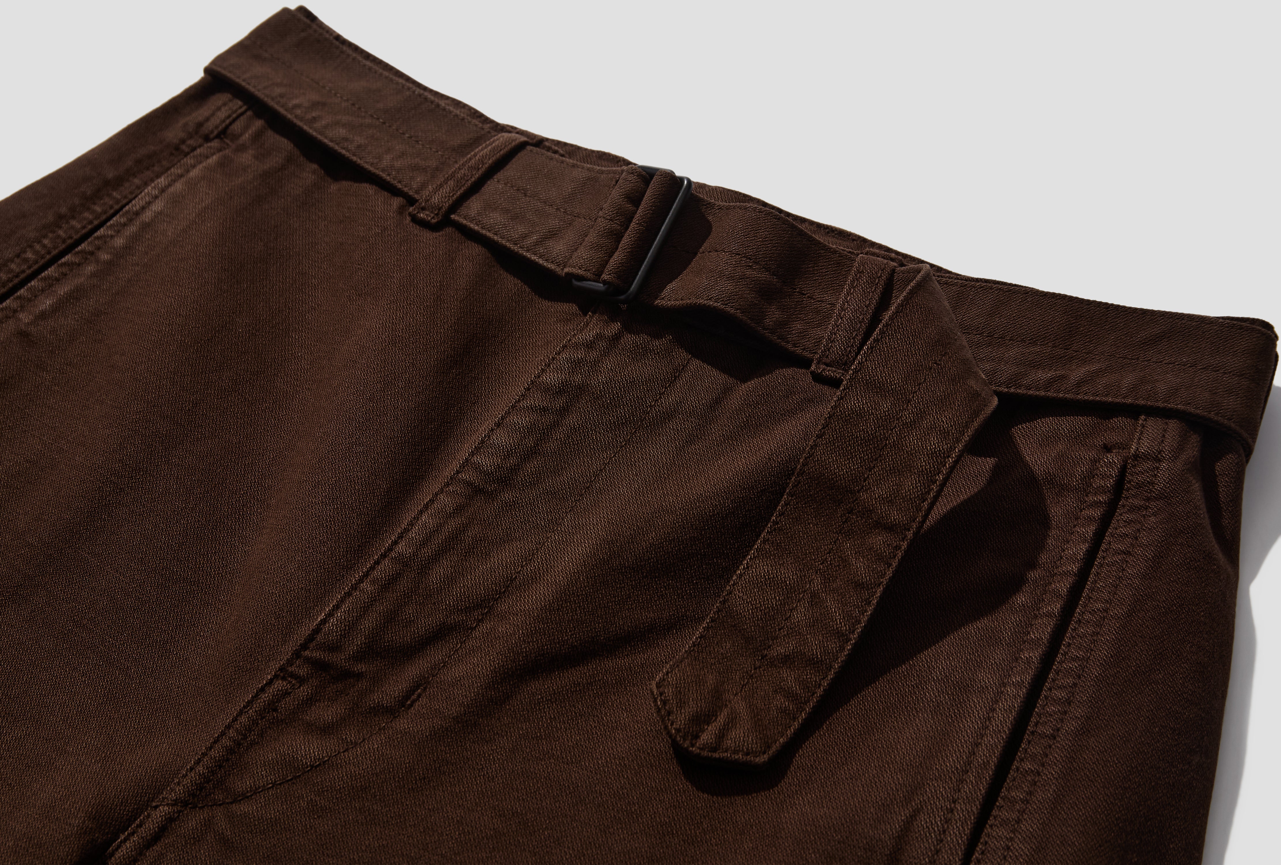 TWISTED BELTED PANTS - GD HEAVY BROKEN TWILL PA326 LD1077 Brown