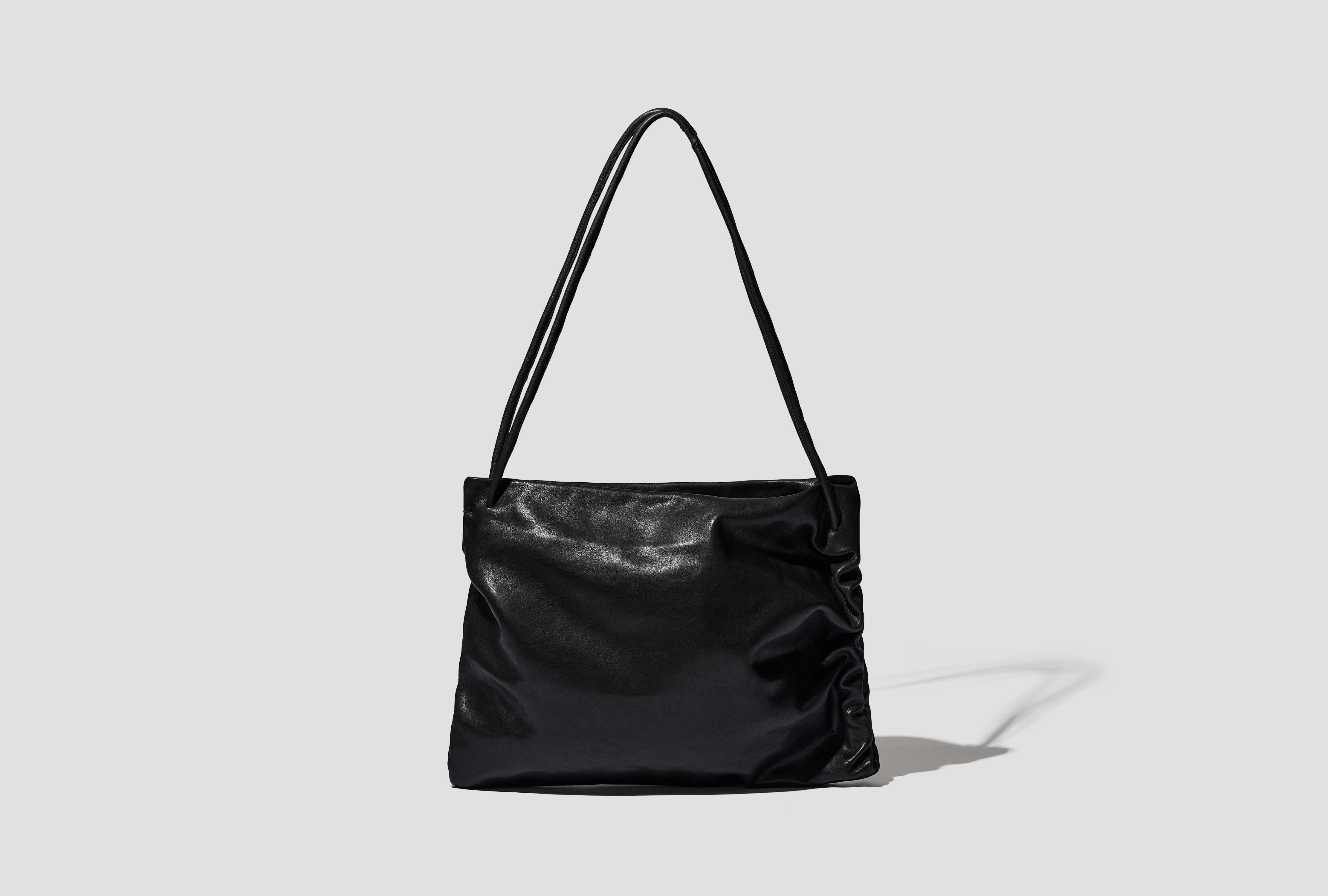 NO.131 LEATHER GATHERED CROSSED BAG S9-131 Black