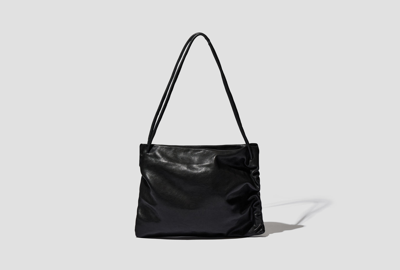 NO.131 LEATHER GATHERED CROSSED BAG S9-131 Black