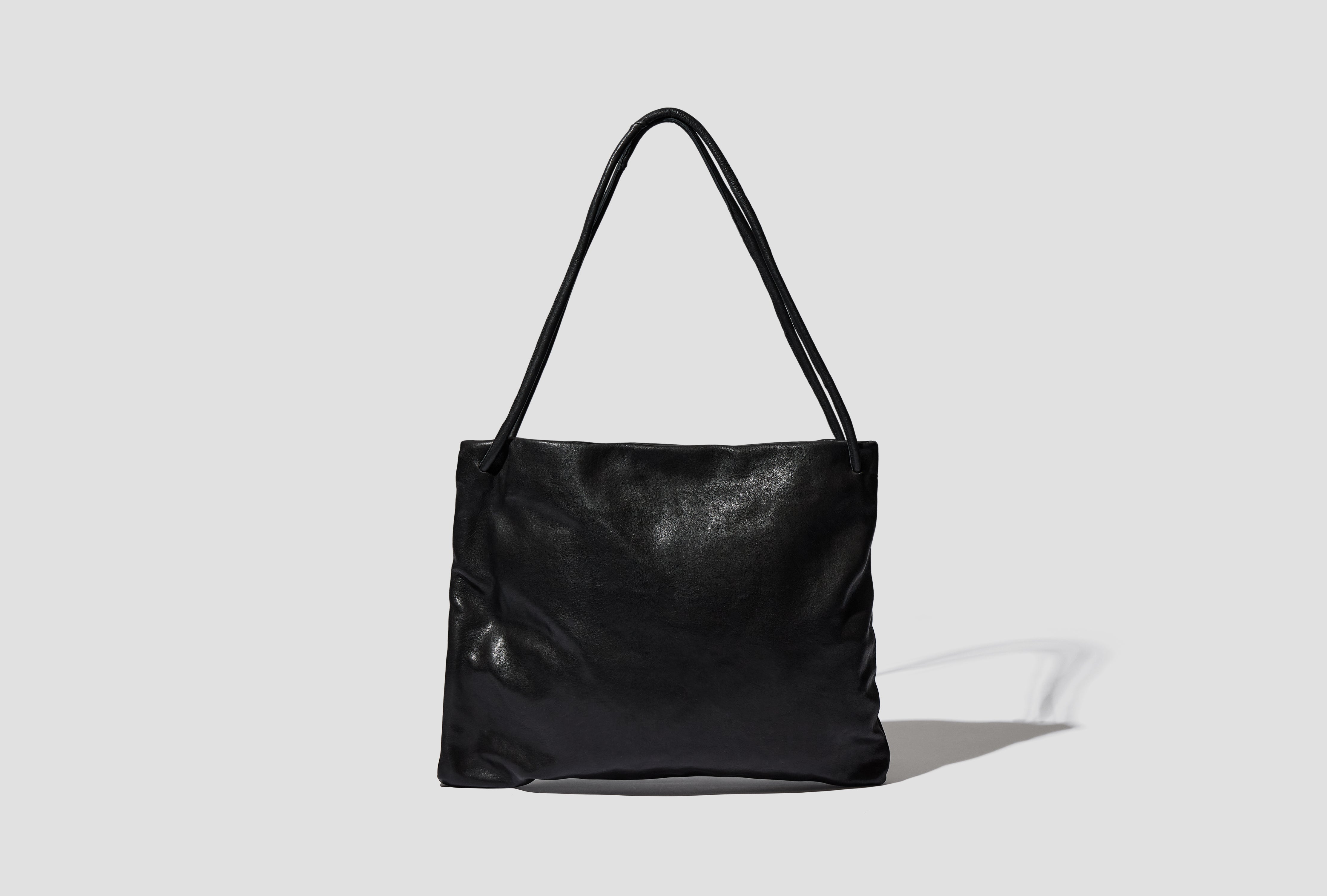 NO.131 LEATHER GATHERED CROSSED BAG S9-131 Black