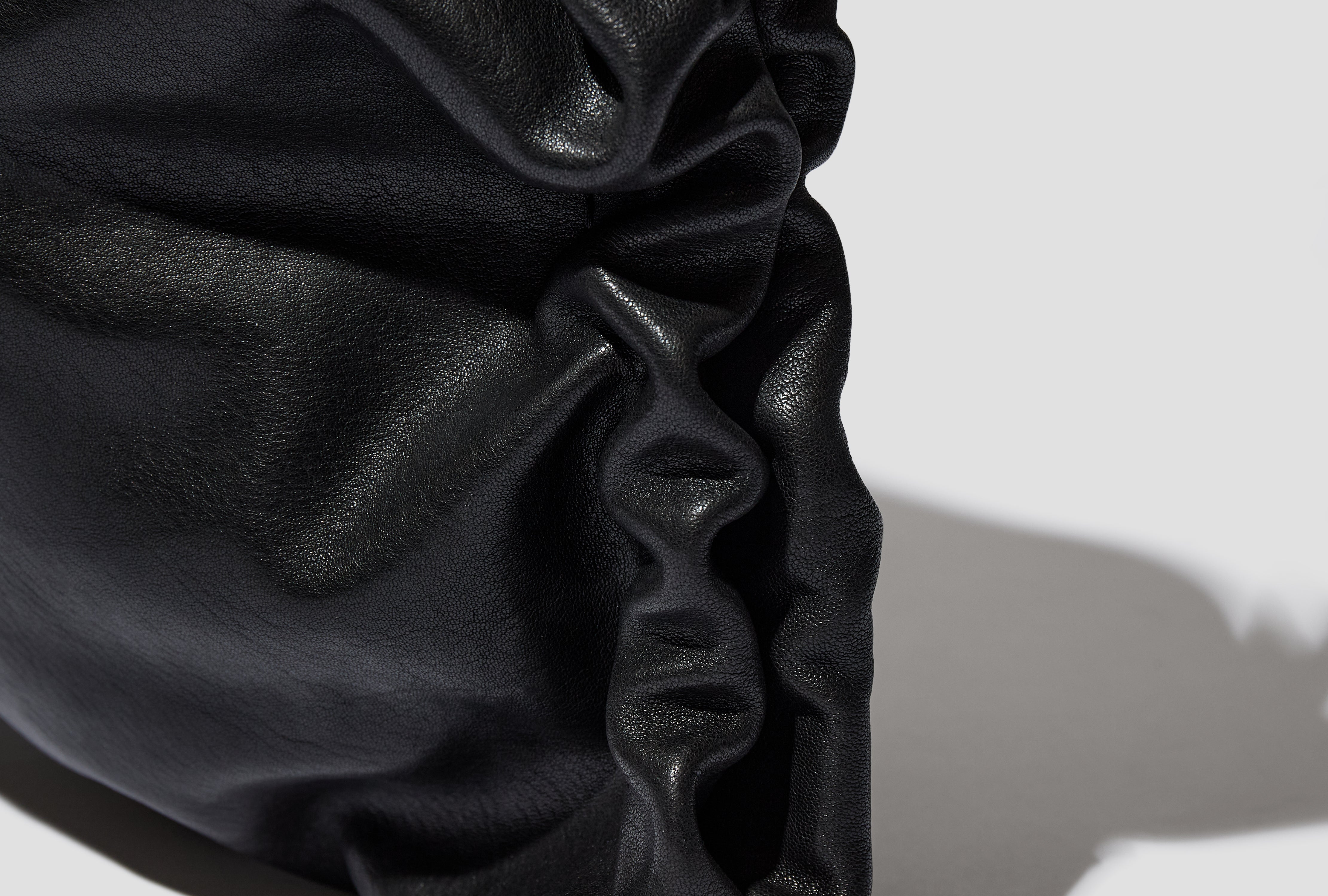 NO.131 LEATHER GATHERED CROSSED BAG S9-131 Black