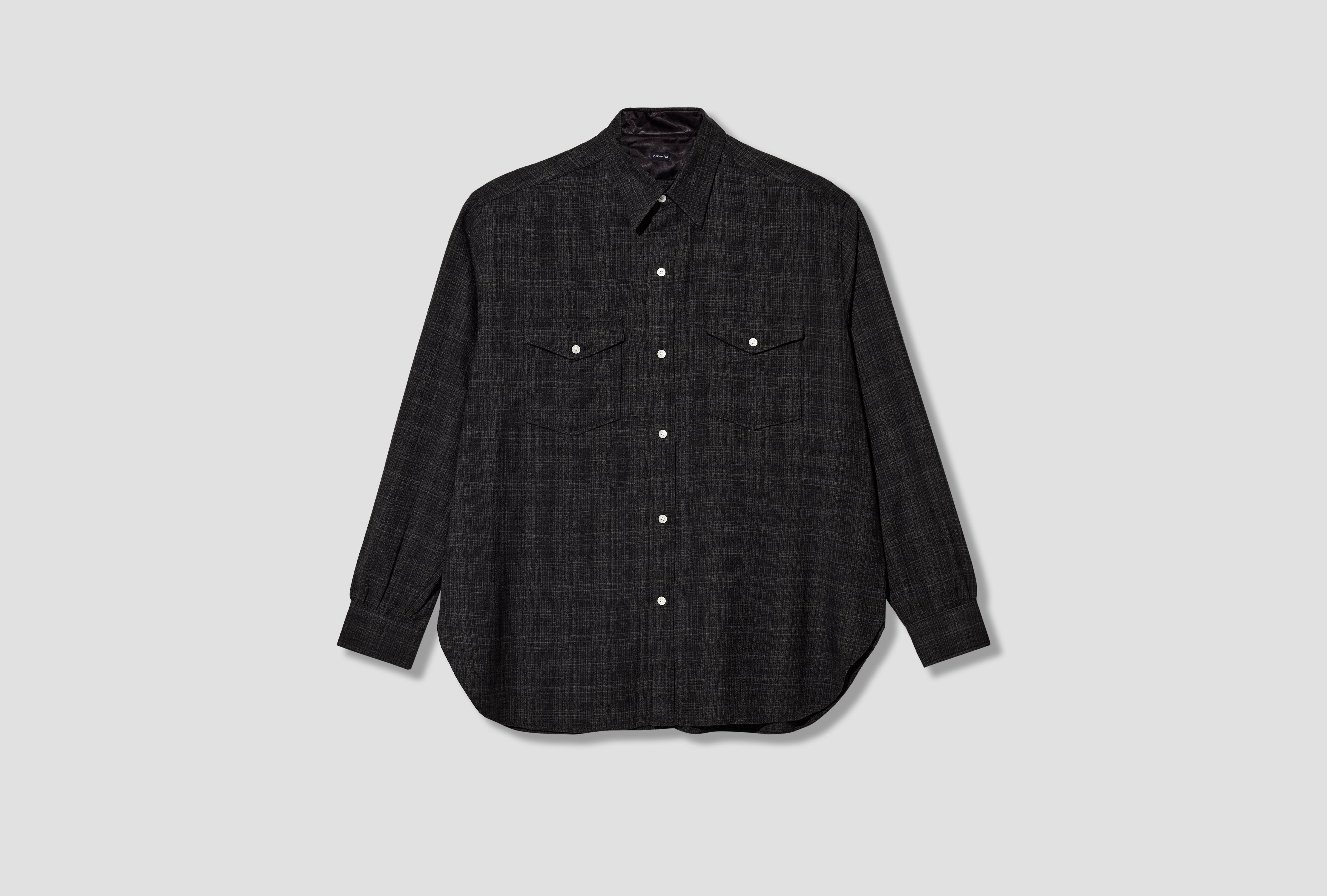 REGULAR COLLAR WOOL PLAID SHIRT S26FG058E Charcoal