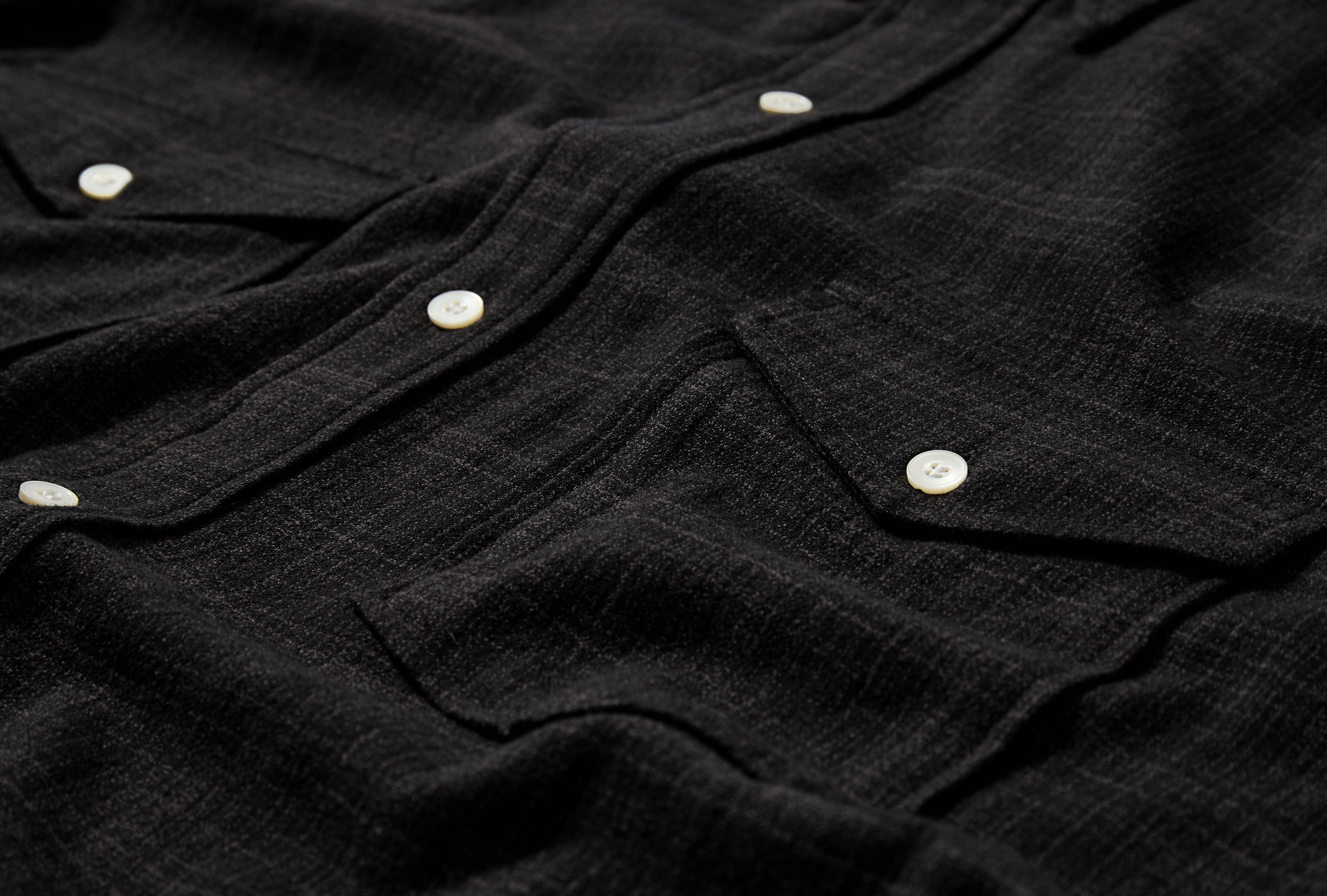 REGULAR COLLAR WOOL PLAID SHIRT S26FG058E Charcoal