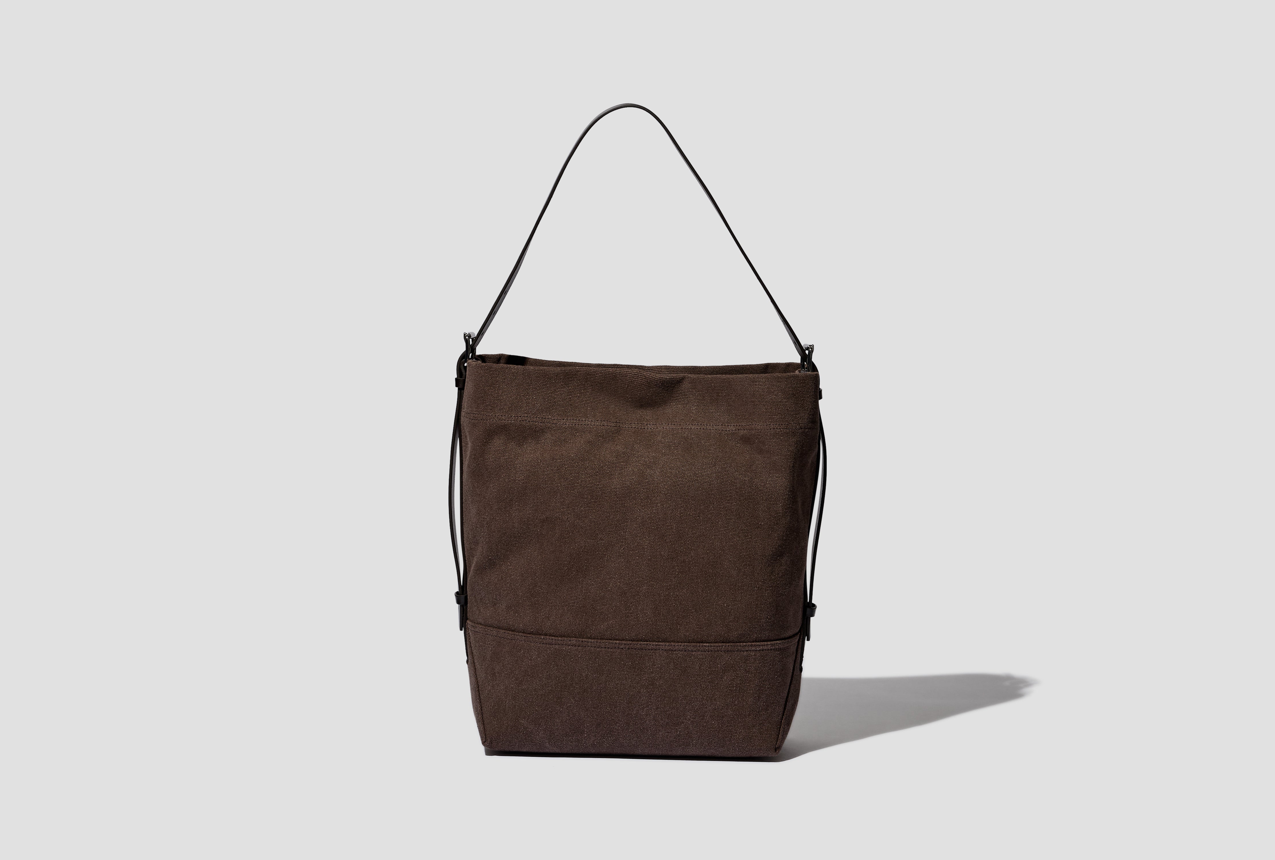 BELTED TOTE BAG - HEAVY ECO COTTON CANVAS BG0153 LF1697 Dark brown