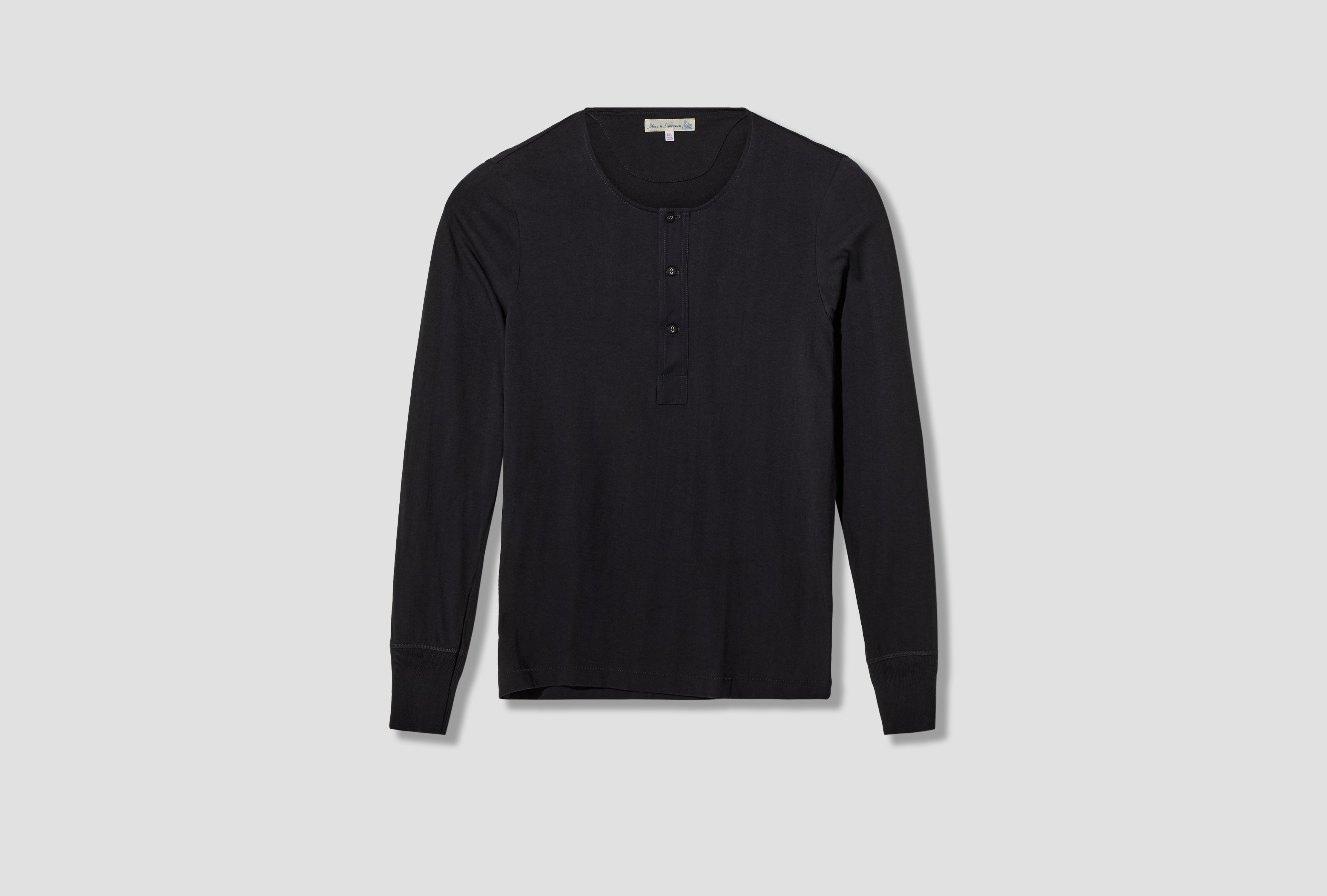 102 LOOPWHEELED MACO-IMIT LONG SLEEVE HENLEY - 4,6OZ/SQ.YD / CLASSIC FIT Charcoal
