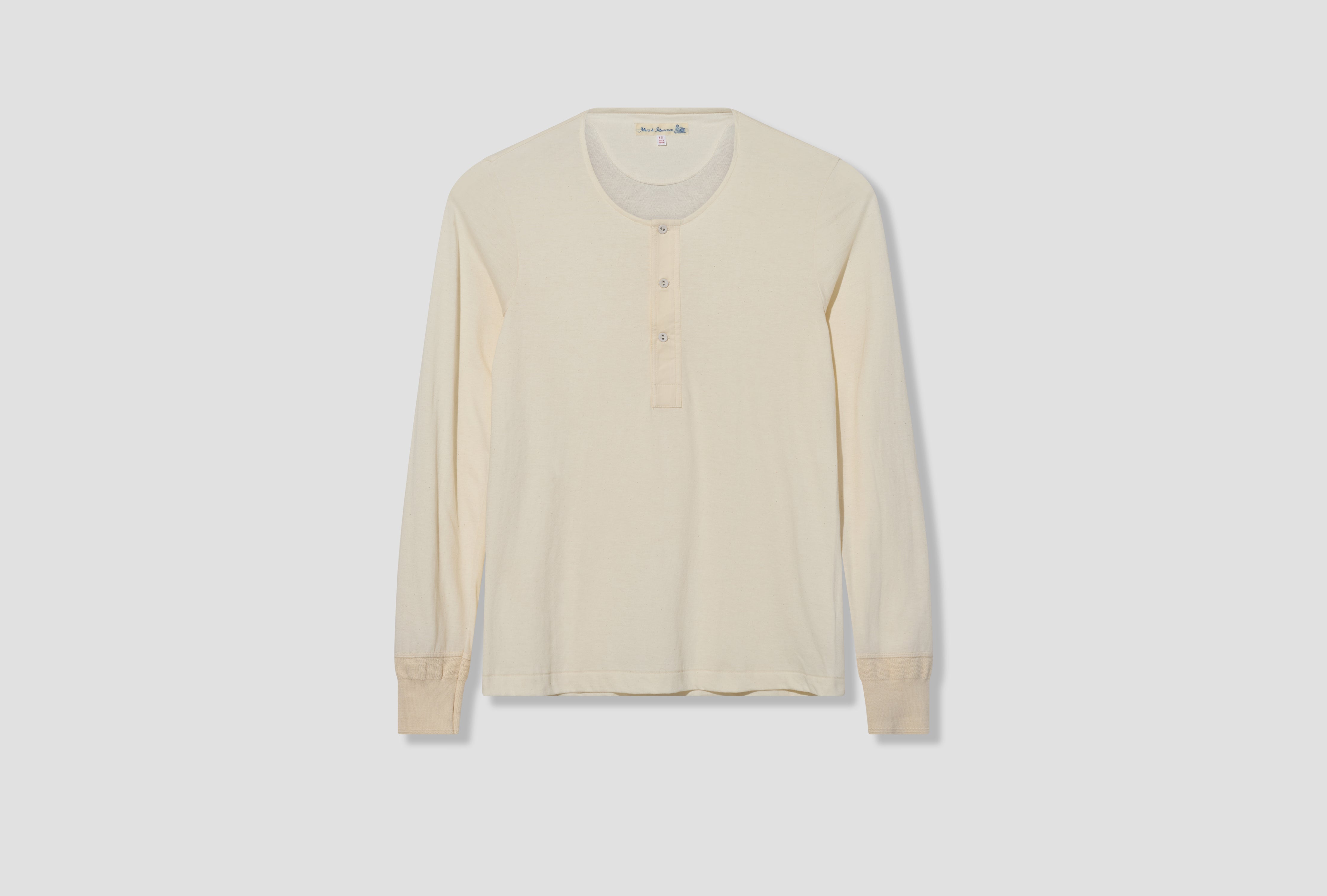 102 LOOPWHEELED MACO-IMIT LONG SLEEVE HENLEY - 4,6OZ/SQ.YD / CLASSIC FIT Off white