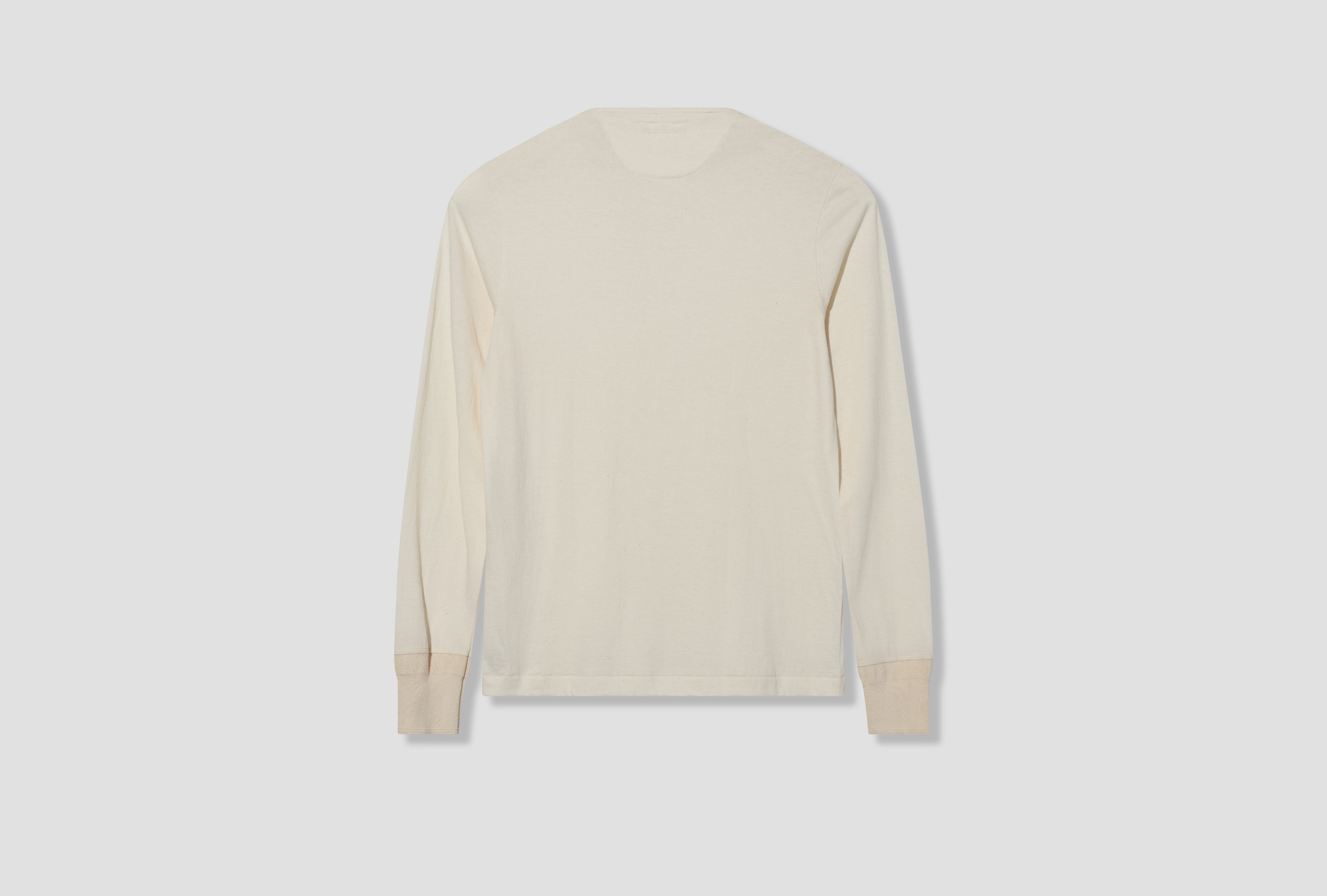 102 LOOPWHEELED MACO-IMIT LONG SLEEVE HENLEY - 4,6OZ/SQ.YD / CLASSIC FIT Off white