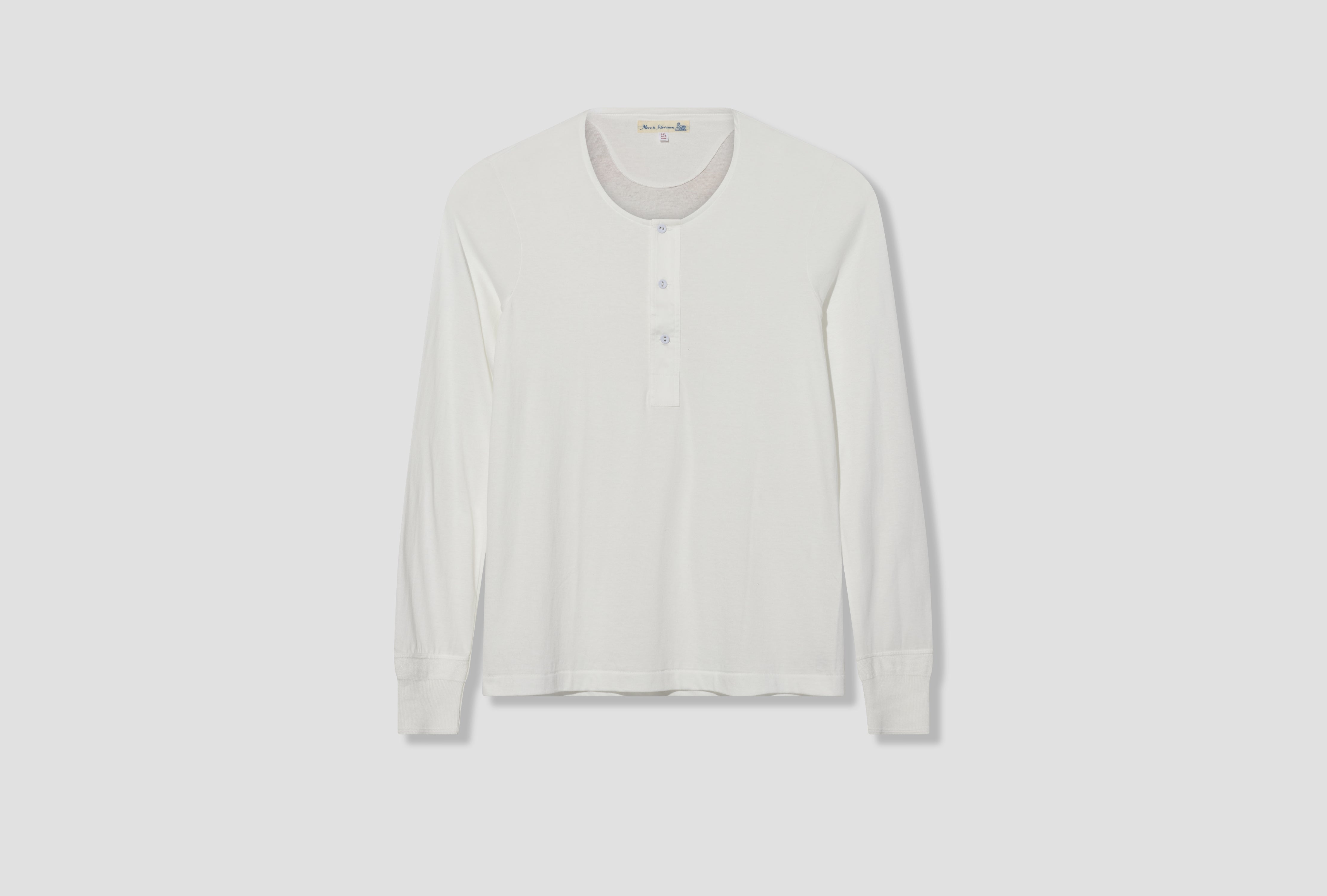 102 LOOPWHEELED MACO-IMIT LONG SLEEVE HENLEY - 4,6OZ/SQ.YD / CLASSIC FIT White