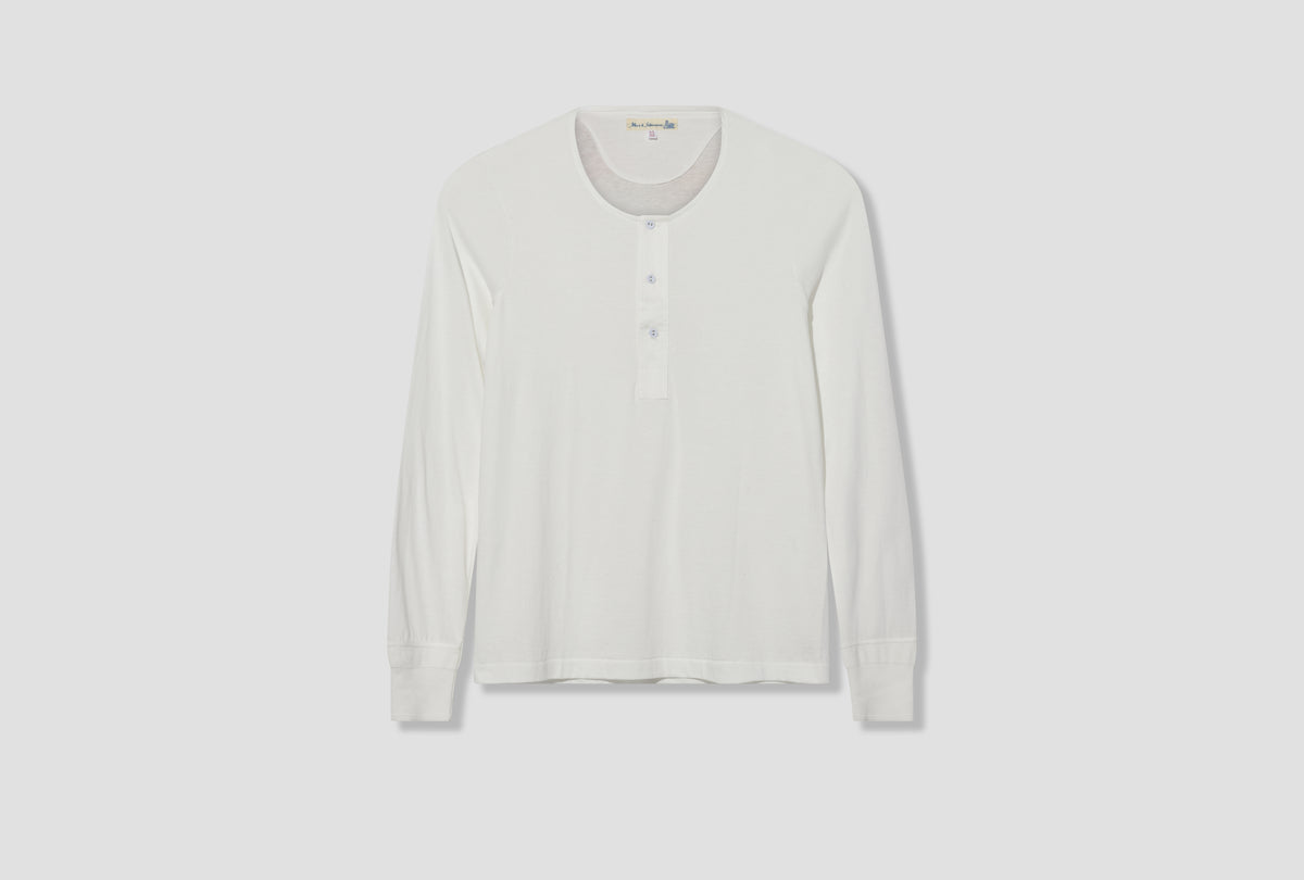 102 LOOPWHEELED MACO-IMIT LONG SLEEVE HENLEY - 4,6OZ/SQ.YD / CLASSIC FIT White