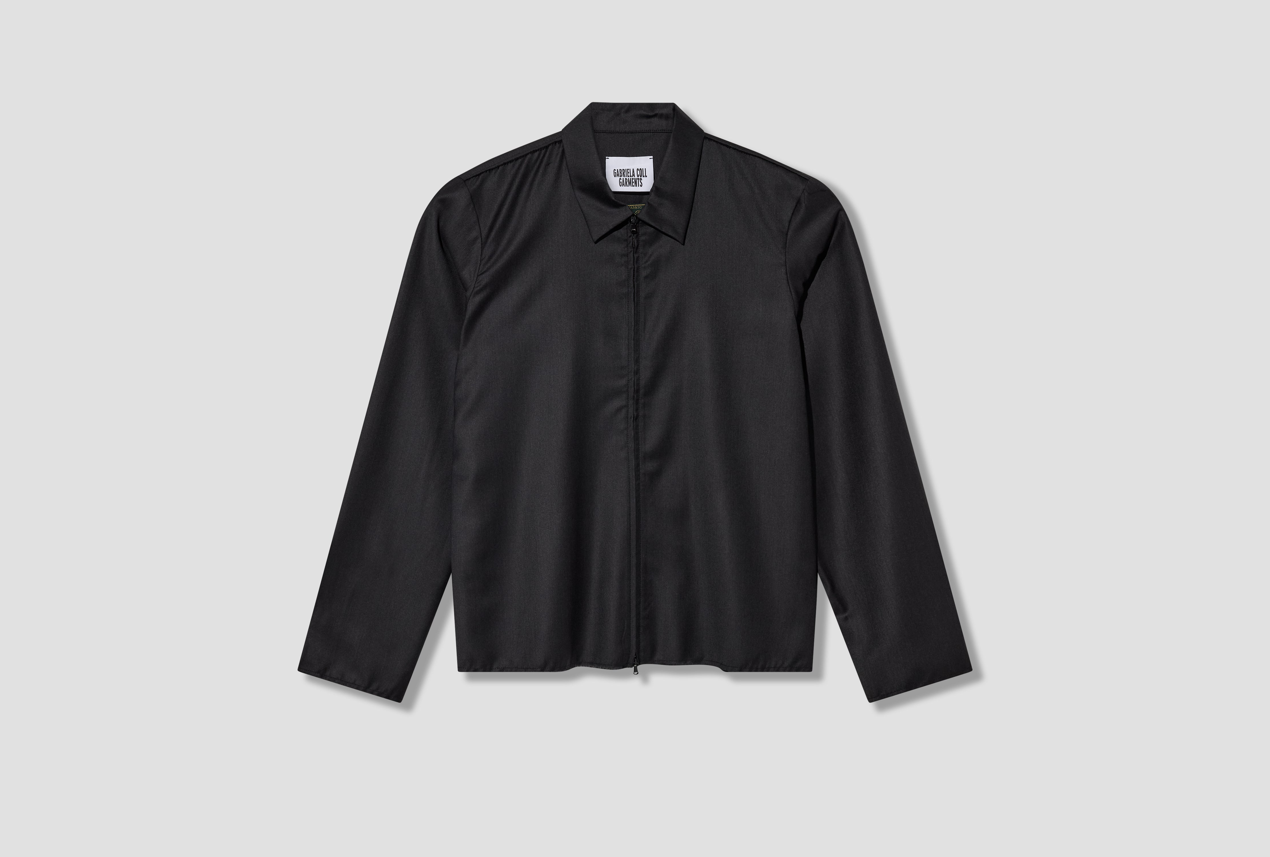 NO.273 FINE WOOL ZIPPER SHIRT S14-273 Black