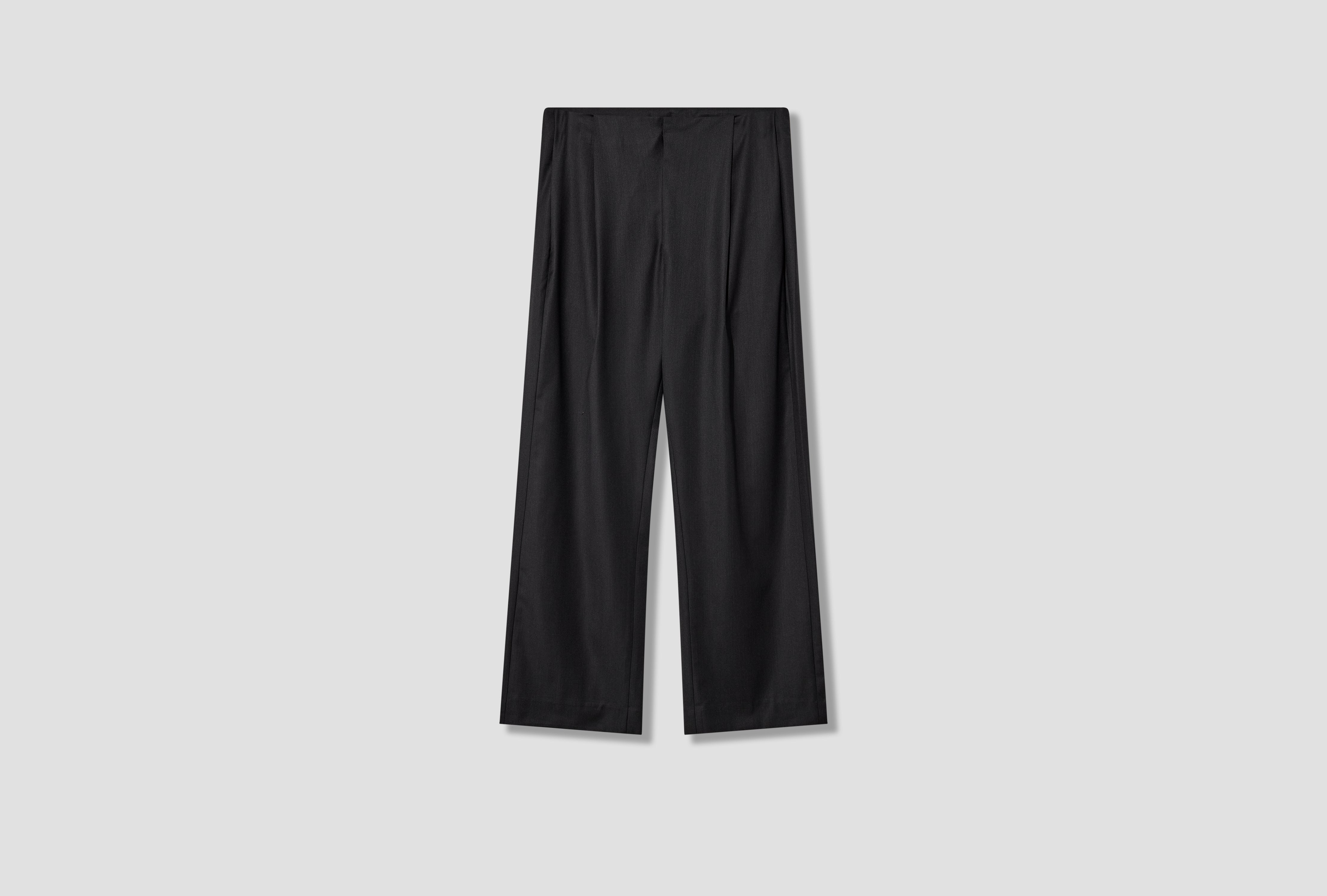 NO.343 FINE WOOL PLEATED TROUSERS S19-343 Black