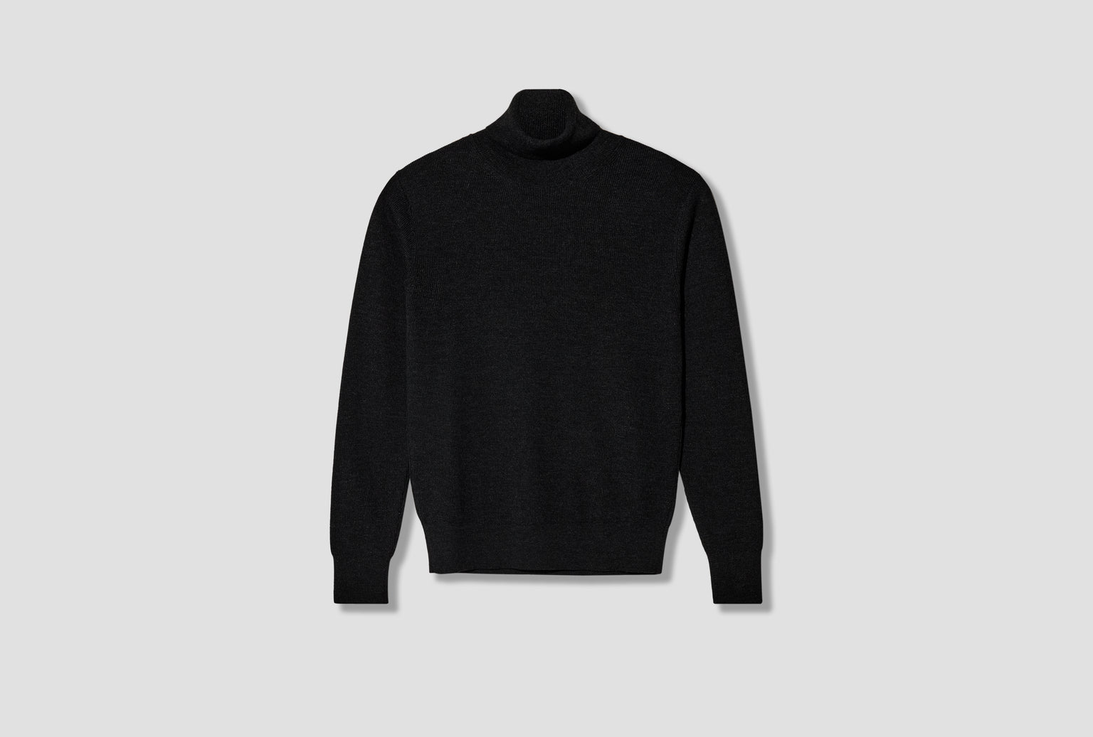 TURTLE NECK SWEATER - FINE MOULINÉ MERINO WOOL PO0048 LK1072 Black