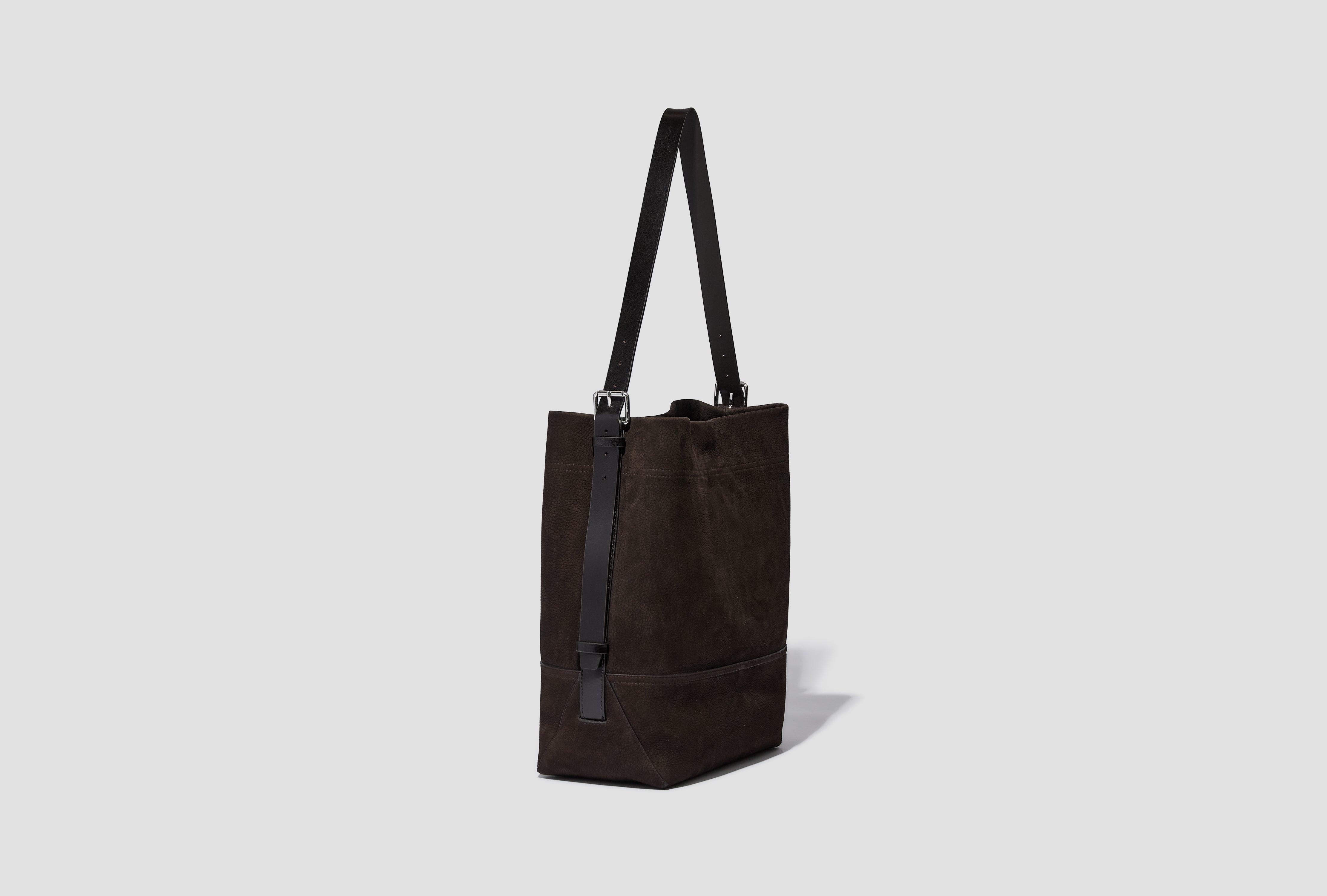 BELTED TOTE BAG - HEAVY ECO COTTON CANVAS BG0153 LL0189 Dark brown